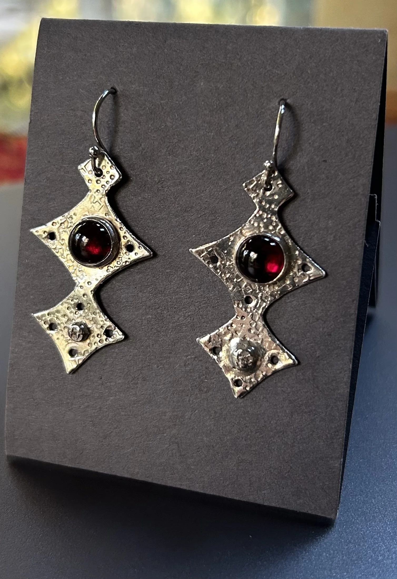 Silver and garnet earrings