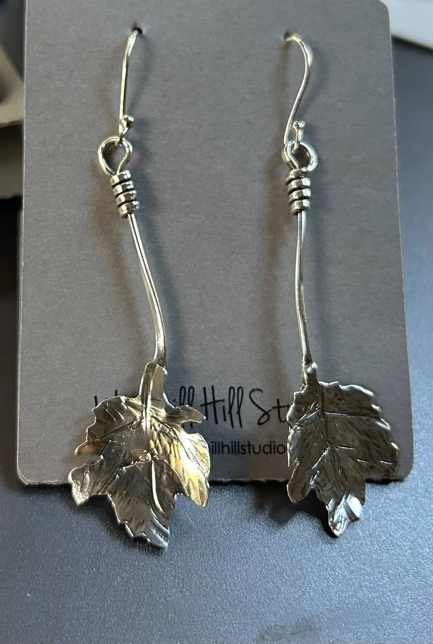 Silver leaf earrings