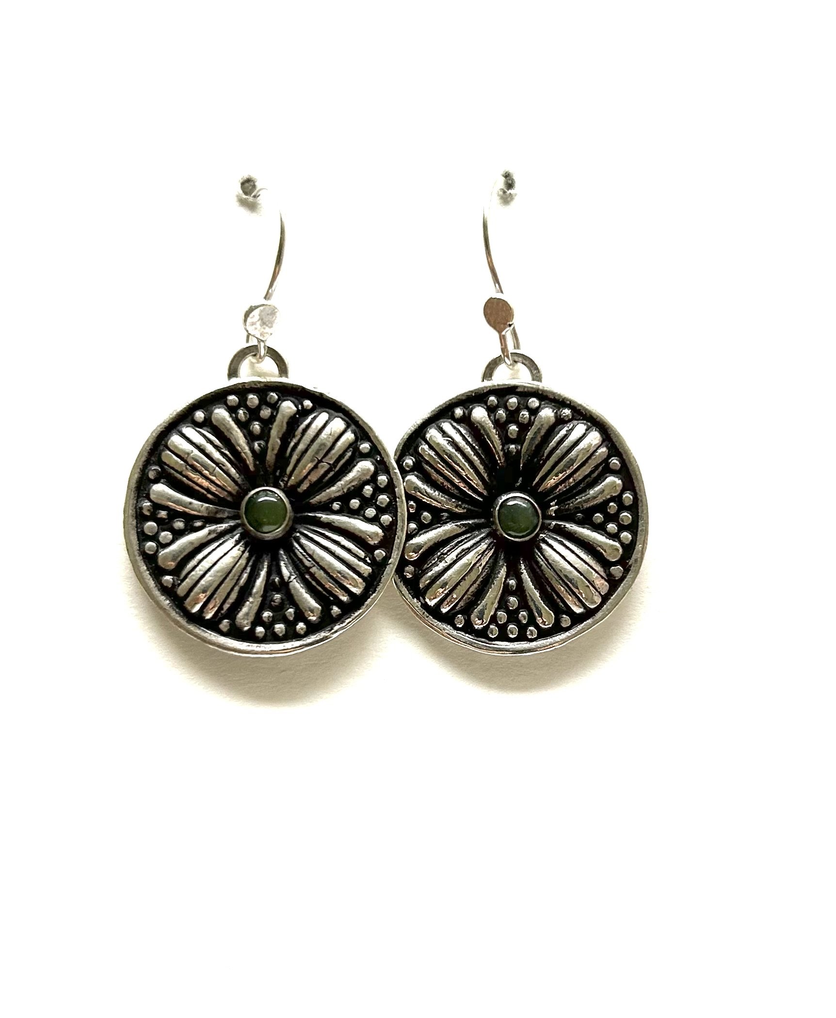 Silver disk earrings
