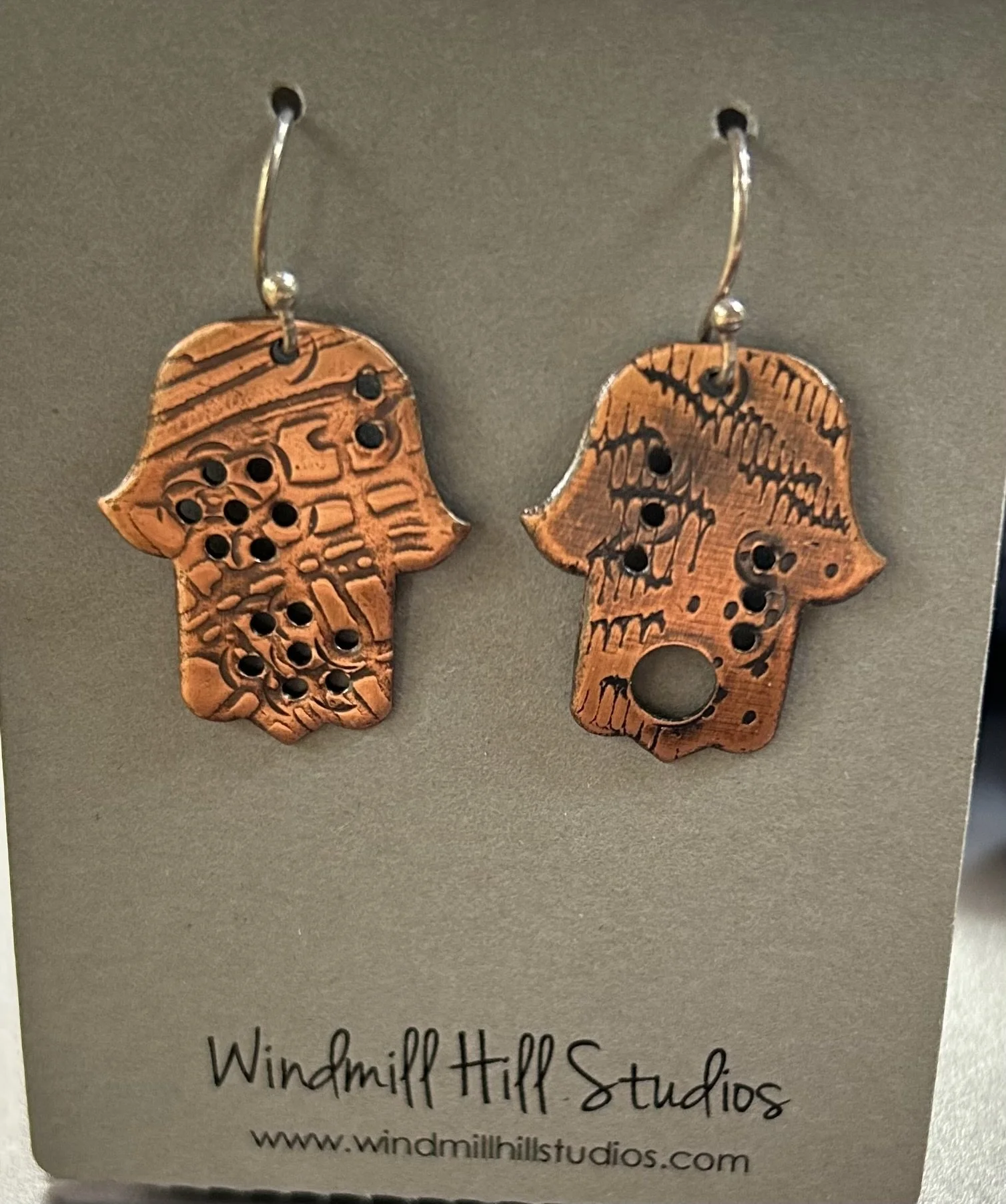 Copper Hamsa Earrings