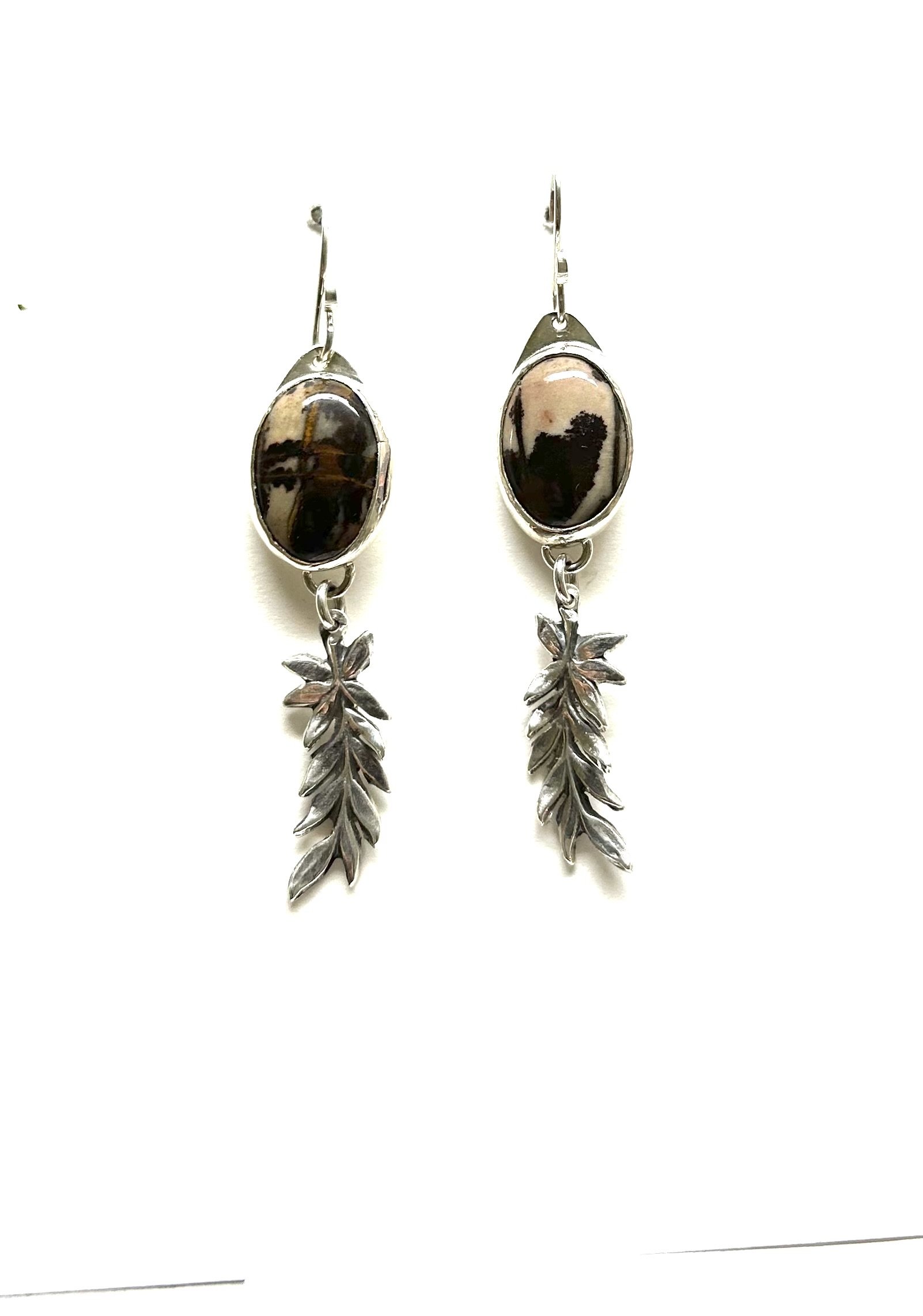 Jasper and feather earrings.