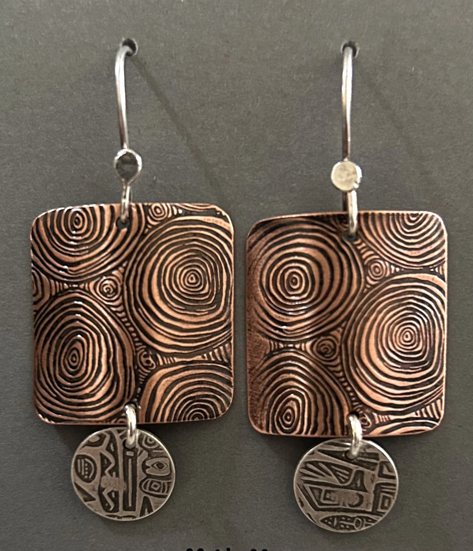Copper and silver earrings