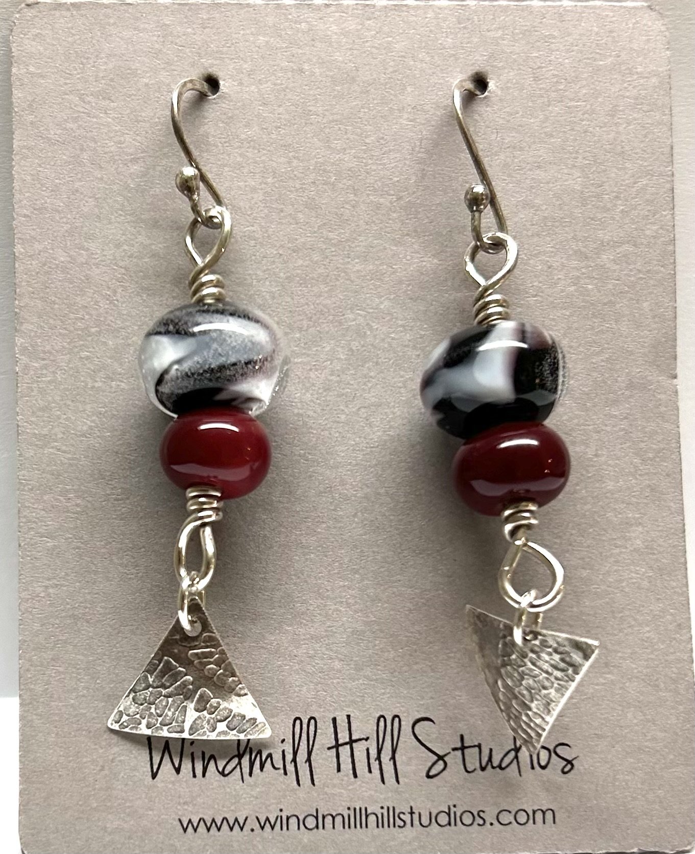 Black and red bead earrings