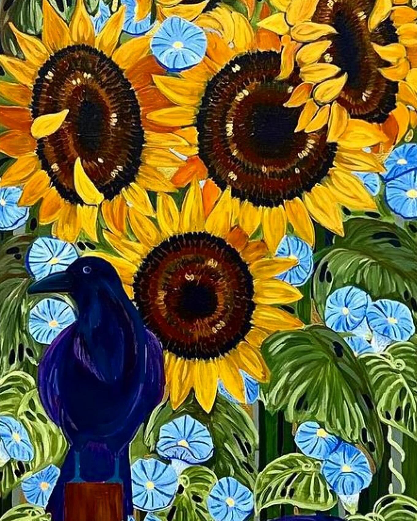 A personal favorite that&rsquo;s had a place in my home for several years now. I fell in love with this painting the minute I started it and knew right away that it wouldn&rsquo;t be leaving my walls. I love the brightness of the sunflowers contraste