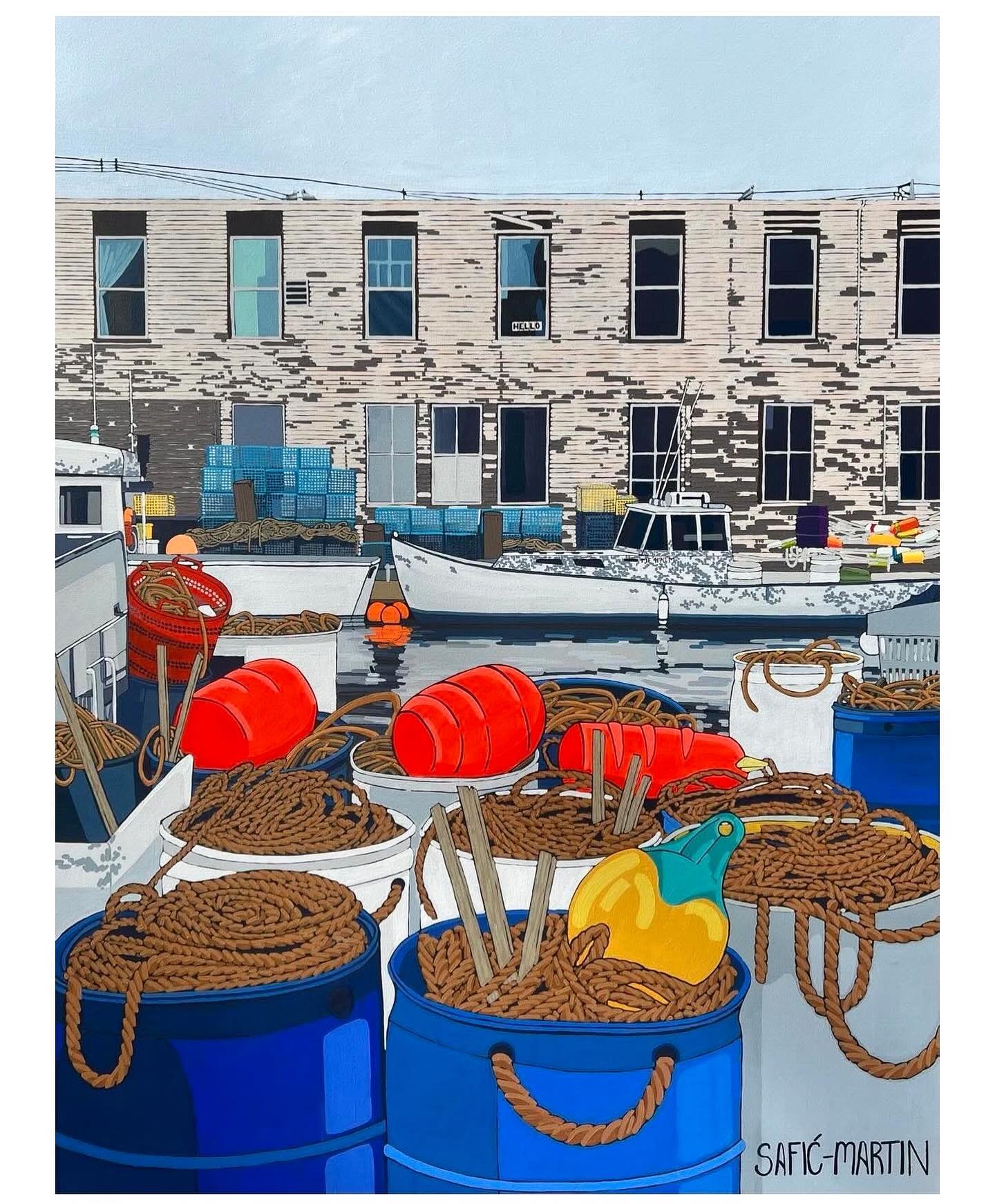 Ropes &amp; Boats - Old Port in Portland, Maine.
Acrylic on 36x48in canvas $1500.

Extremely proud of this big beauty which will be the centerpiece of my June exhibit titled &ldquo;Sing Me a Sea Shanty&rdquo; at the Del Ray Artisans Gallery. 

#tiara