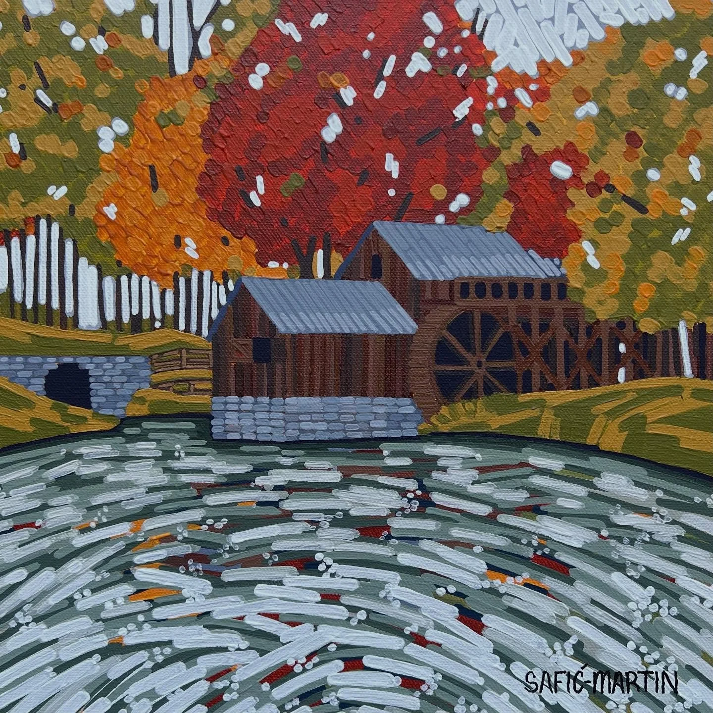 Mabry Mill.
Another piece that will be available for the Square Foot Show @squarefootshow 

#tiarasaficmartinart #mabrymill #virginia #art #artofinstagram #artsy #artoncanvas #artist #squarefootshow #autumn #autumnart #artwork #liquitex #folkartcraft