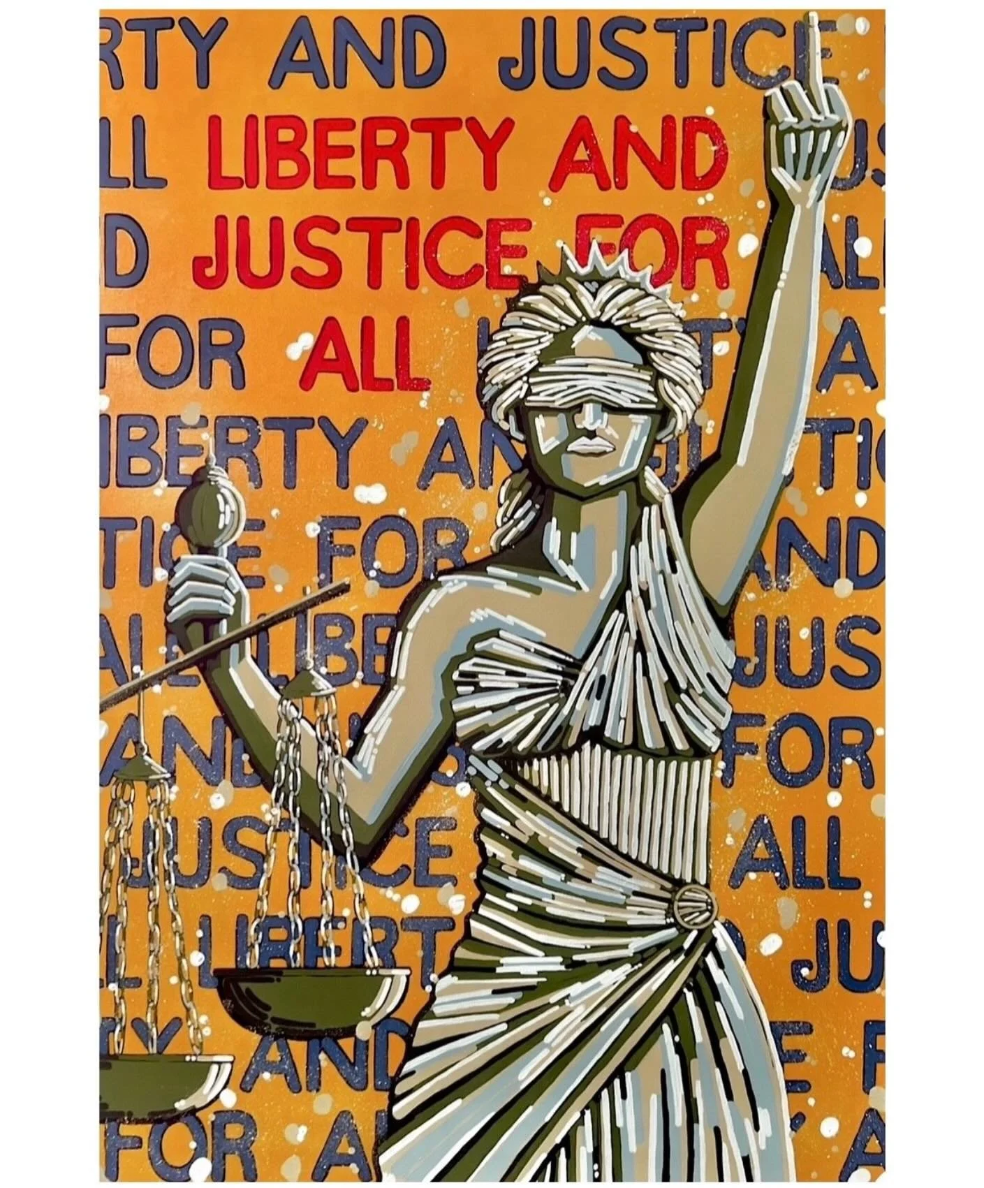 Lady Justice. Prints available soon.
Don&rsquo;t forget that the next national No Kings protest is March 28th.

#tiarasaficmartinart #nokingsday #justice #protectdemocracy protestart