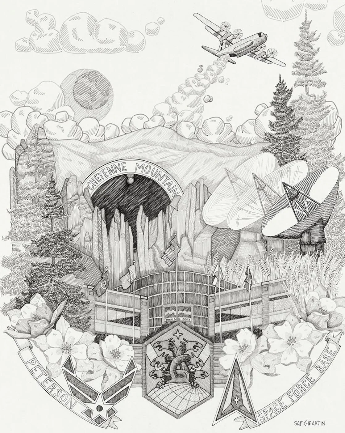 Another custom base piece, this time for Peterson Space Force Base.  Need a custom piece made for your base or squadron? Contact me. 

#tiarasaficmartinart #petersonspaceforcebase #pikespeak #gardenofthegods #cheyennemountain