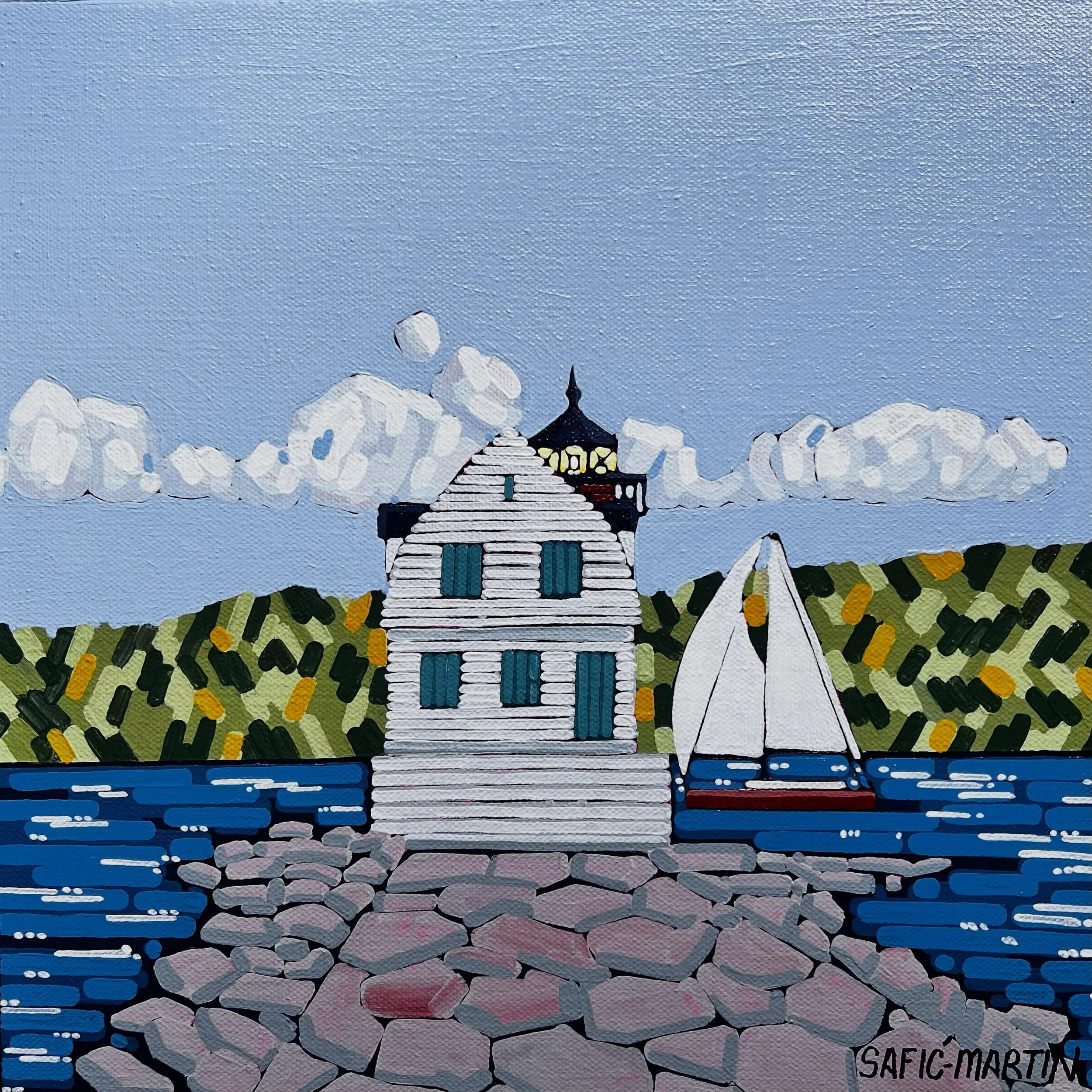 This piece and others will be available next weekend at @artontheavenuedelray 

Rockland Breakwater II 
Acrylic on 12x12x1.5in canvas

#tiarasaficmartinart #rocklandbreakwaterlighthouse #acrylicart #lighthouse #maineart