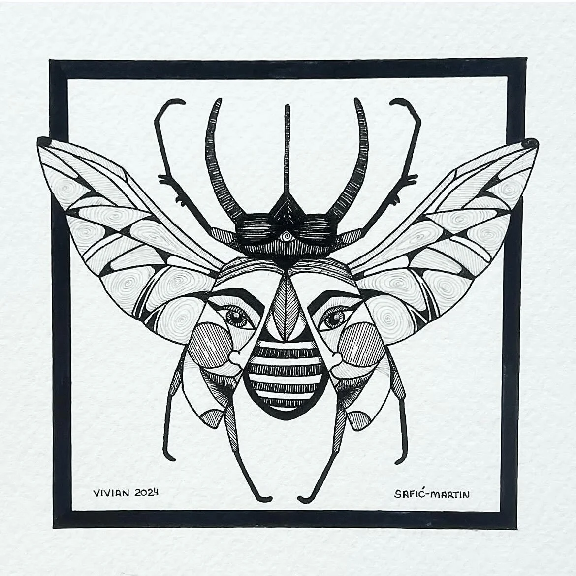 #tiarasaficmartinart #rhinobeetle #insectart #illustration #stuffthatlookslikeotherstuff