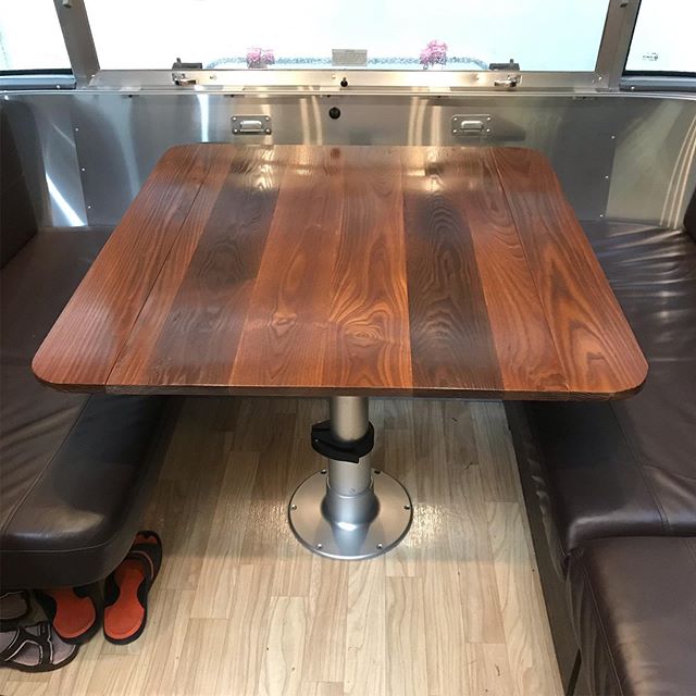 New RV dinette table...makes setup easy when it&rsquo;s bedtime.