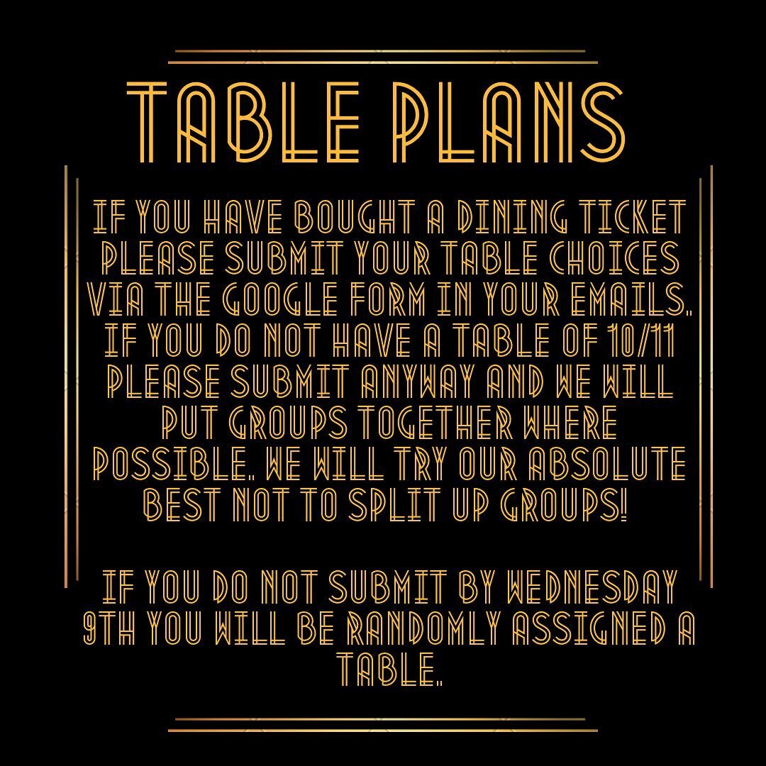 The deadline for submitting tables is Wednesday!!! Follow the link in our bio or your emails to submit yours now! Only one person per table needs to submit