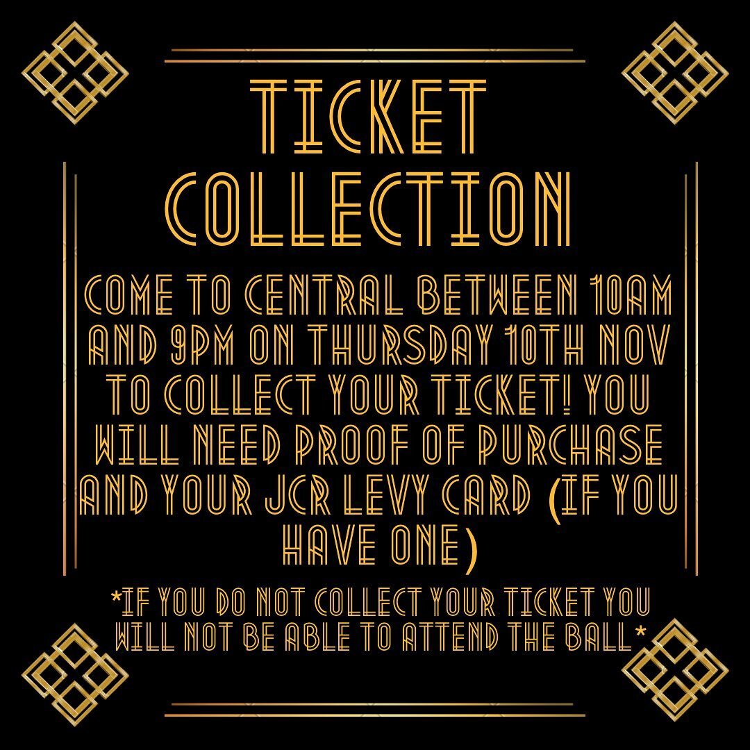 Make sure you come collect your tickets on Thursday from central! People who opted for the split payment option will pay the second instalment upon collection of the ticket