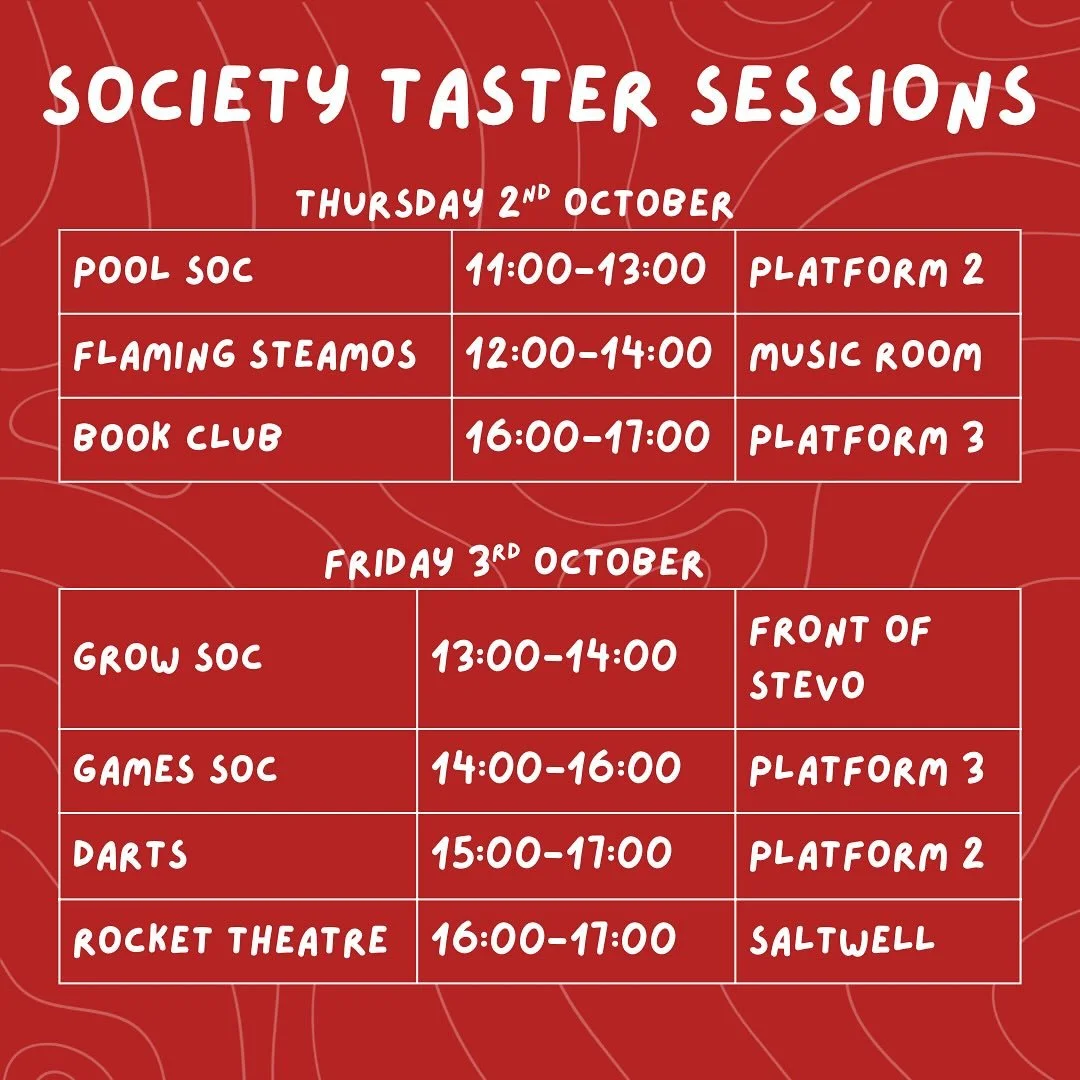 These are just a few of Stevo&rsquo;s societies. You can try these out in freshers before choosing which of our many societies to join! 😆❤️