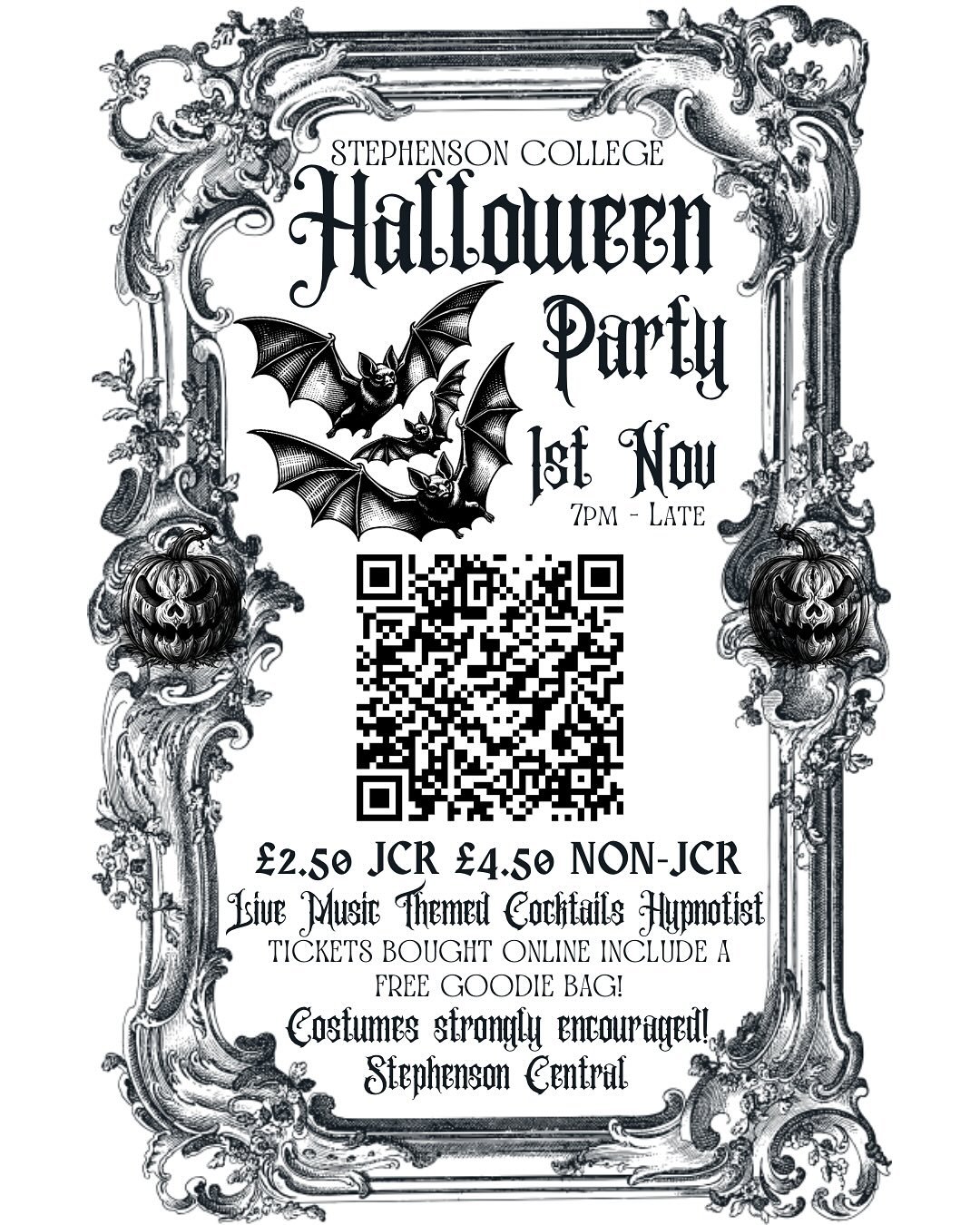 🎃🌟Spooky season is finally here! Grab your Halloween bar night tickets online now; limited tickets available!🌟🎃

Costumes strongly encouraged!👀🫵

(Tickets bought on the door won&rsquo;t include a free goodie bag!)❤️👻