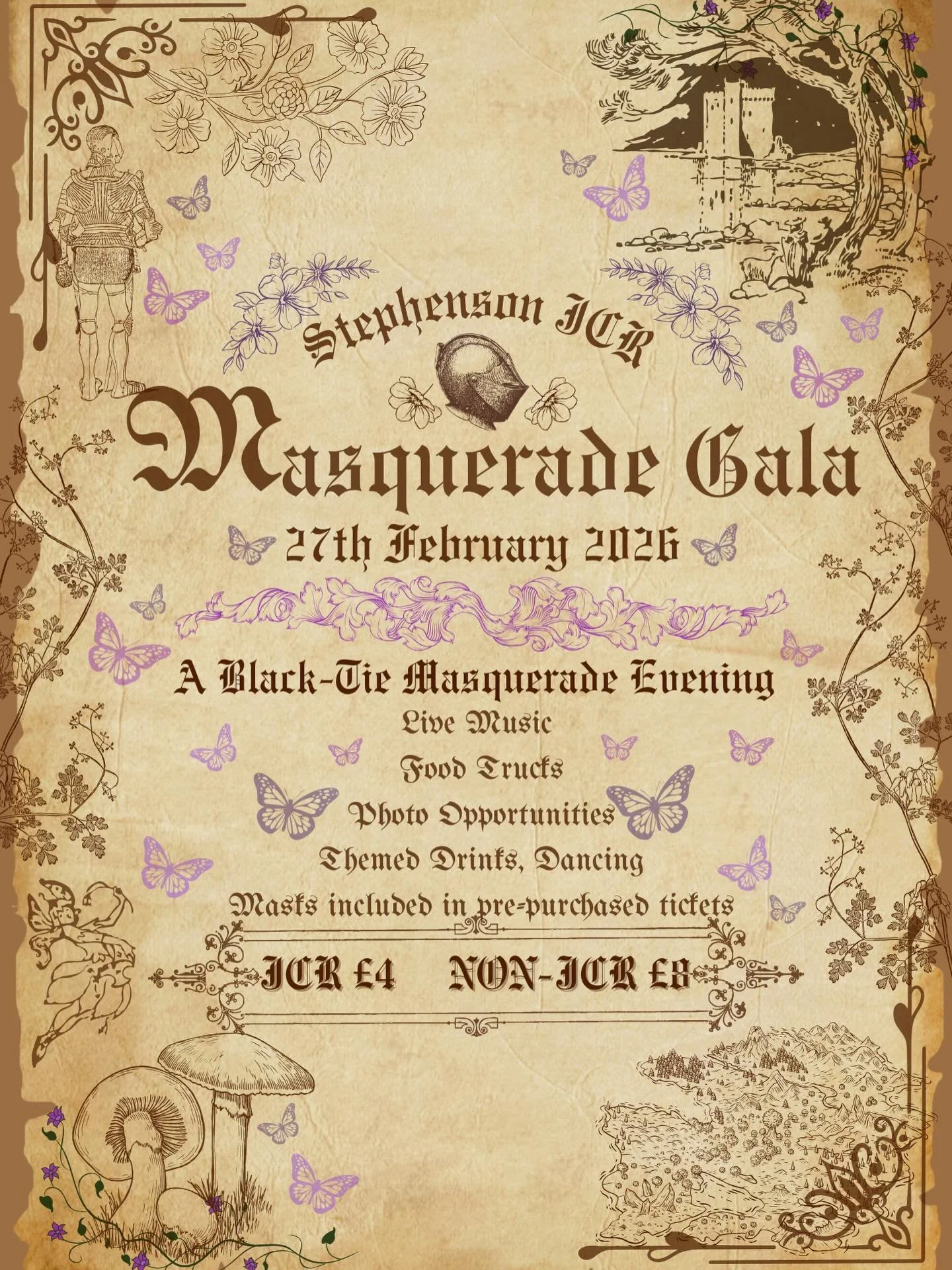 🎉🌟Tickets for the BIGGEST event of term on sale NOW!🌟🎉

🌟Join us for our annual masquerade gala on the 27th of February for a black tie night of:
-Dancing 🪩 
-Themed drinks🥂
-Photo opportunities📸
-Live music🎶
-Food trucks🥞🍕
-A FREE masquer