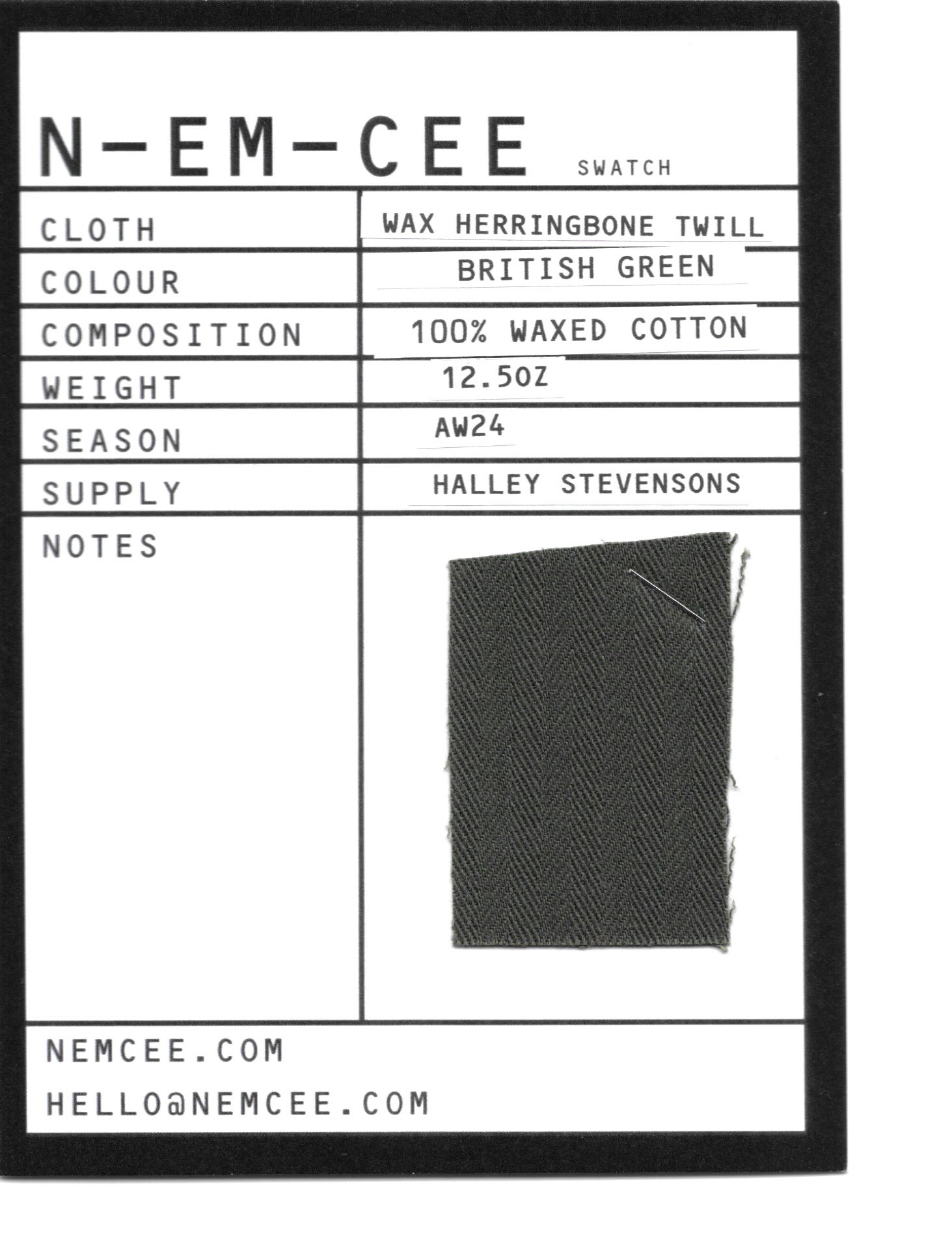 NEMCEE_FABRIC_SWATCH_WAX HERRINGBONE TWILL_BRITISH GREEN.jpg
