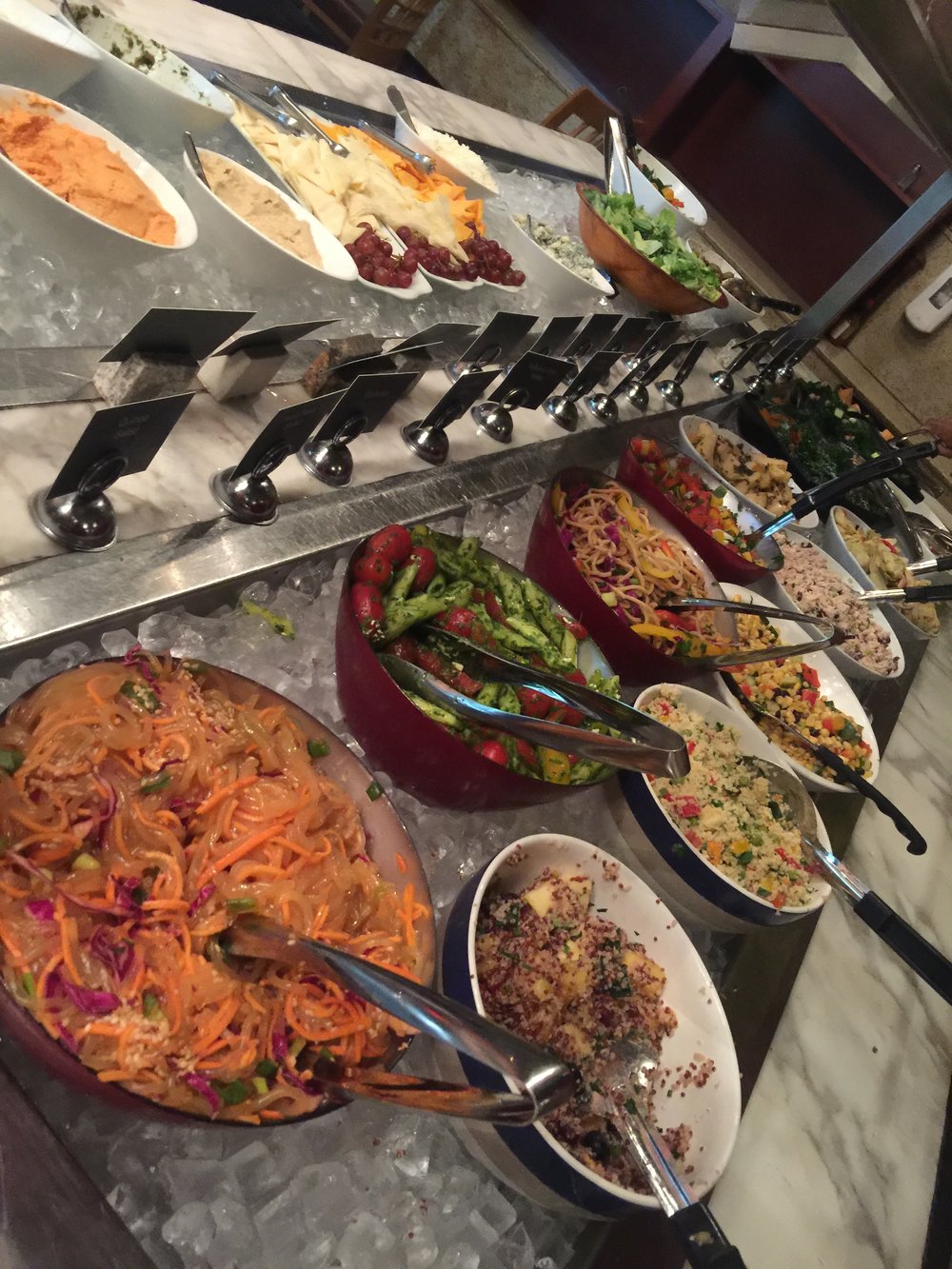 buffet layout of food at the copacabana restaurant