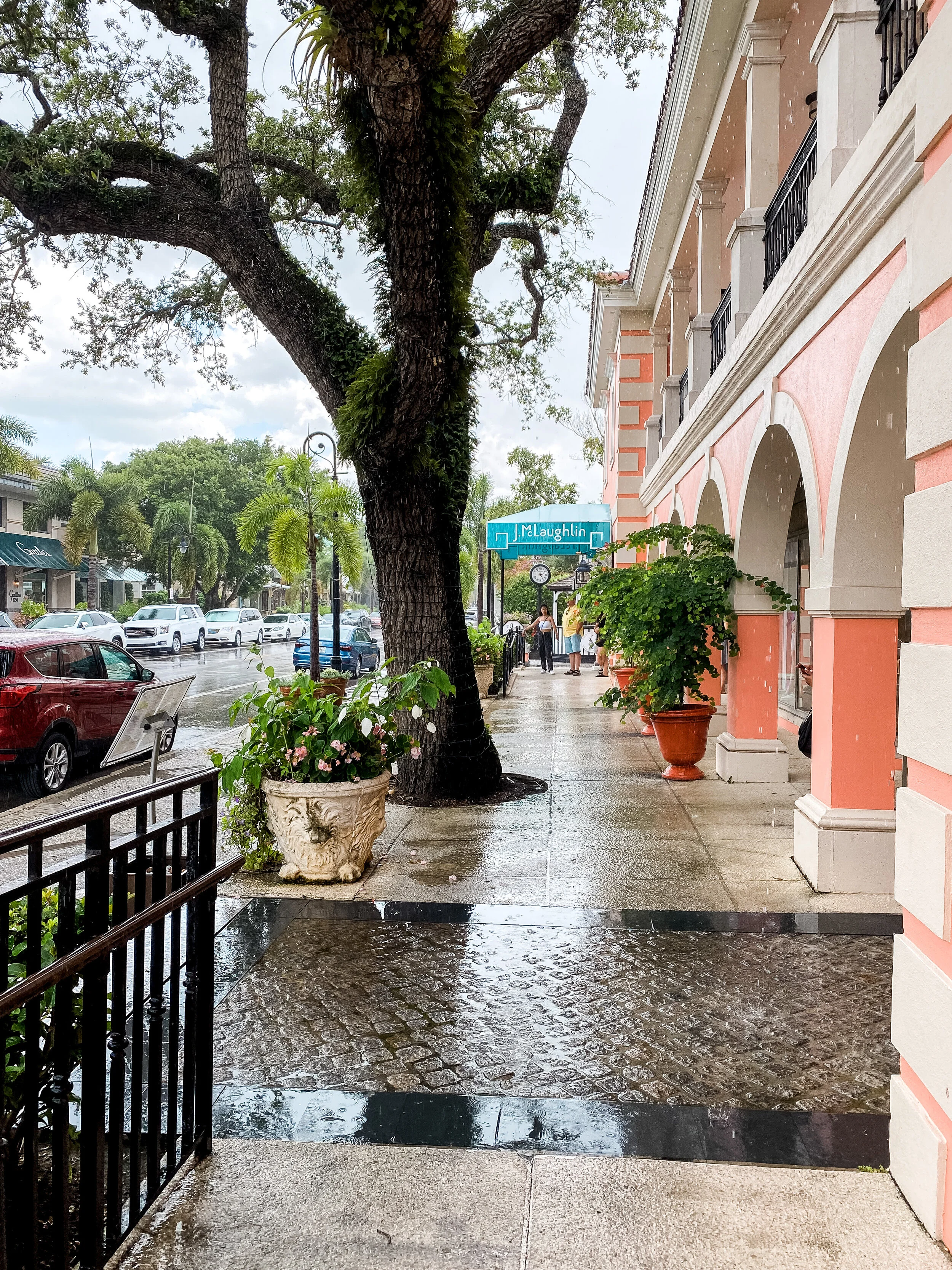 Historic Naples downtown on 3rd St in the rain.