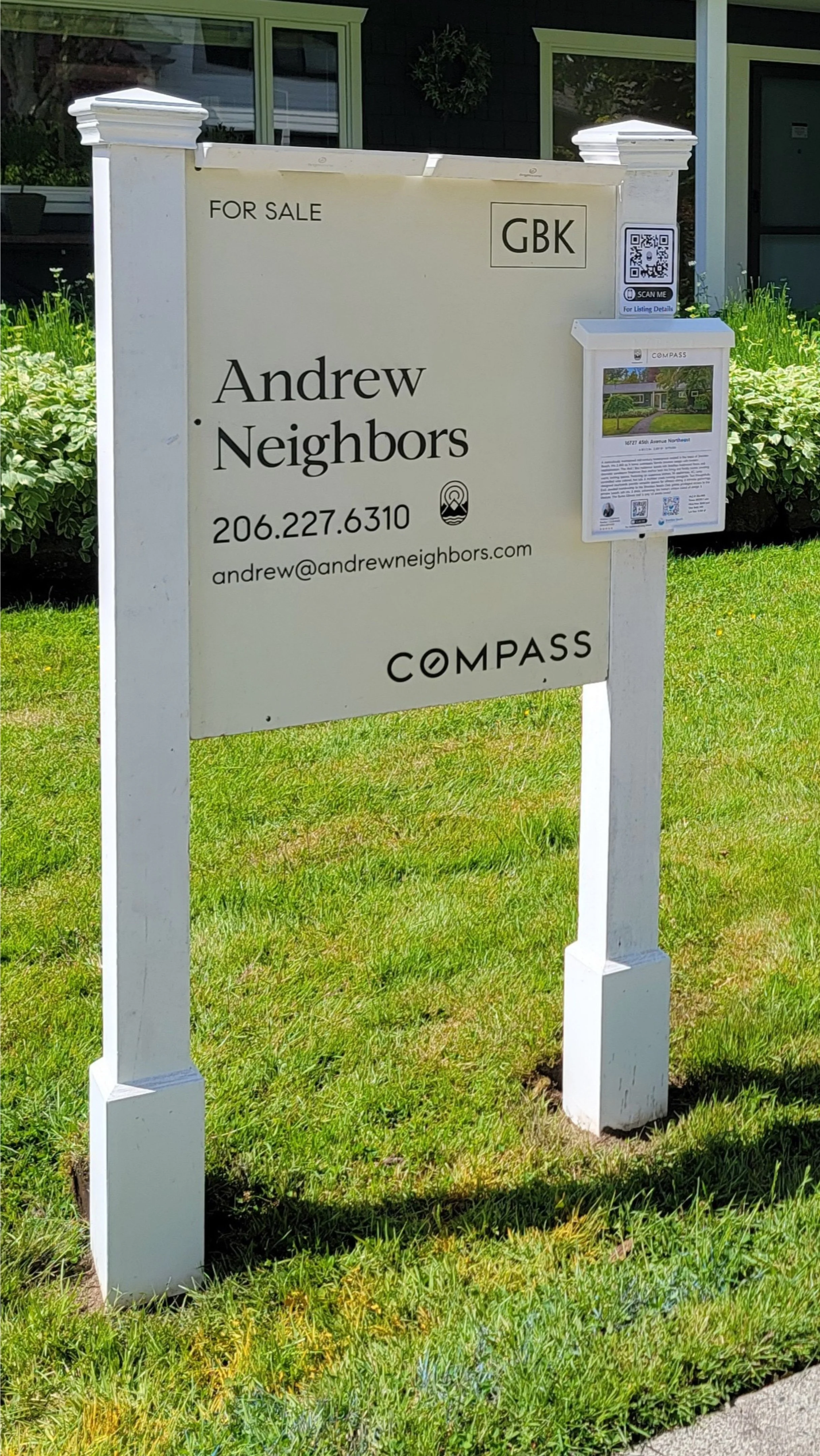 Andrew Neighbors Compass real estate sign at a Seattle home for sale