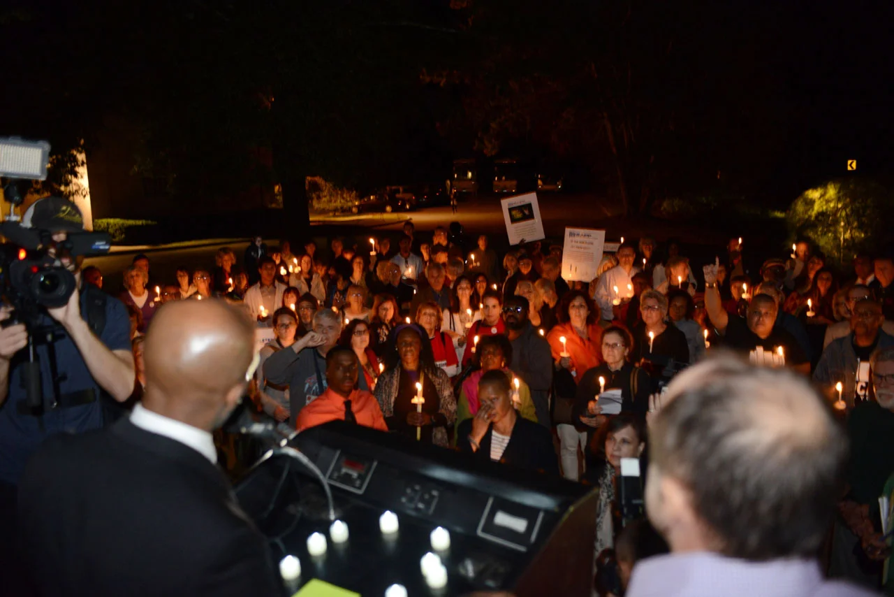 Cuomo chief counsel, Alphonso David, addressed the demonstrators.