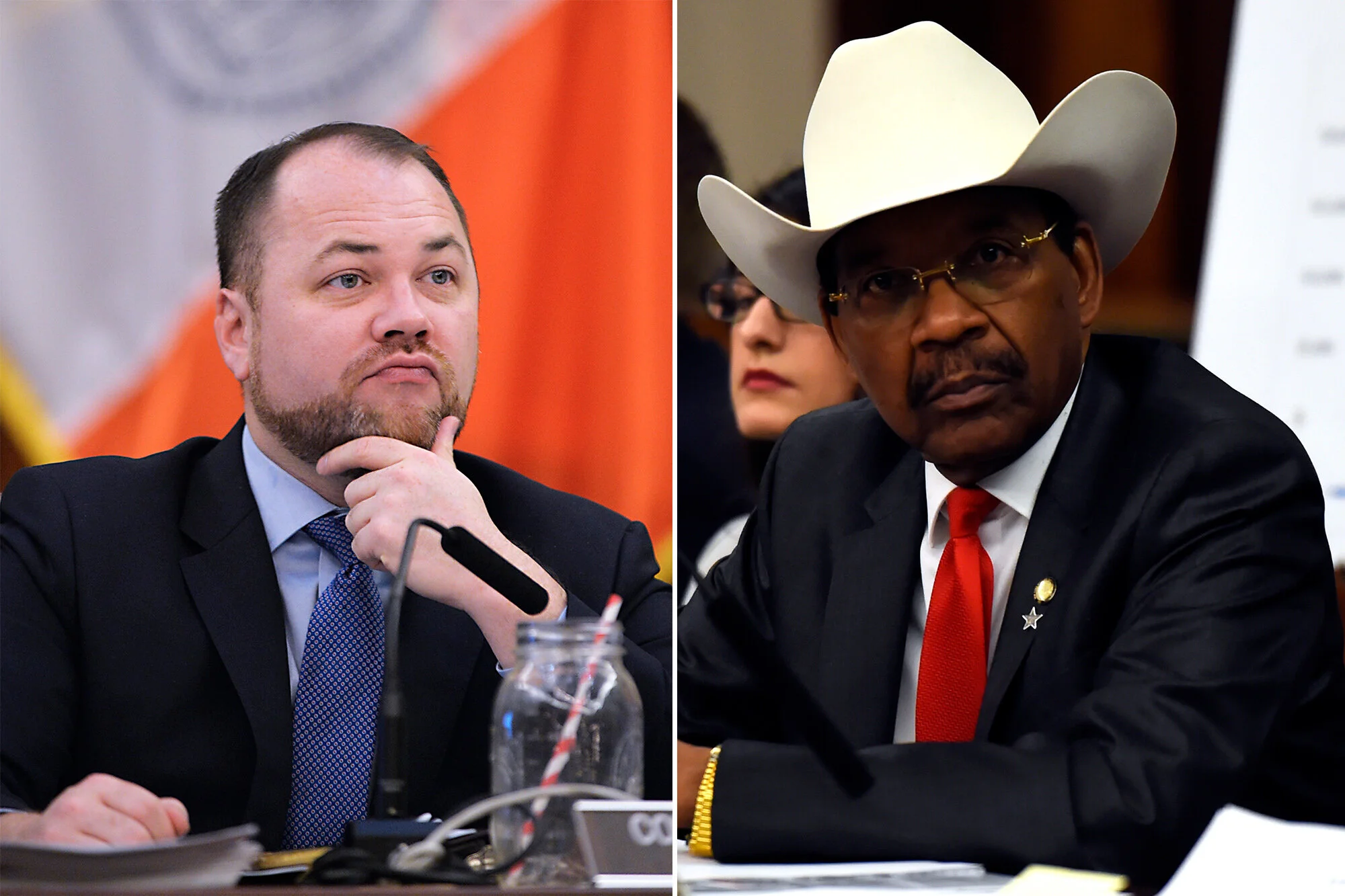 Corey Johnson (left) and Ruben Diaz Sr. Matthew McDermott; R. Umar Abbasi