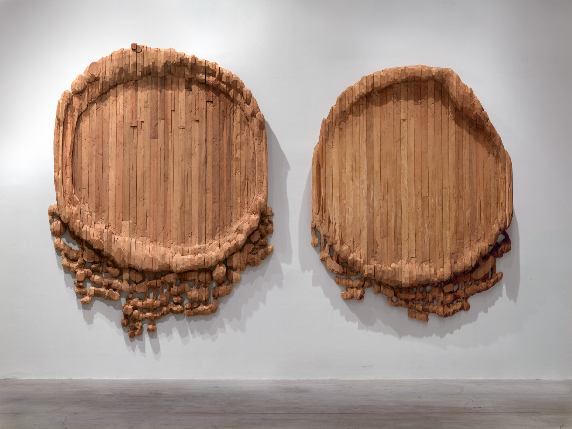       Weeping Plates , 2005 Cedar Left: 12.2 x 9.6 x 6.5 in. Right: 10.8 x 8.5″ x 8 in.    MORE IMAGES   Galerie Lelong &amp; Co.   deCordova Sculpture Park and Museum  