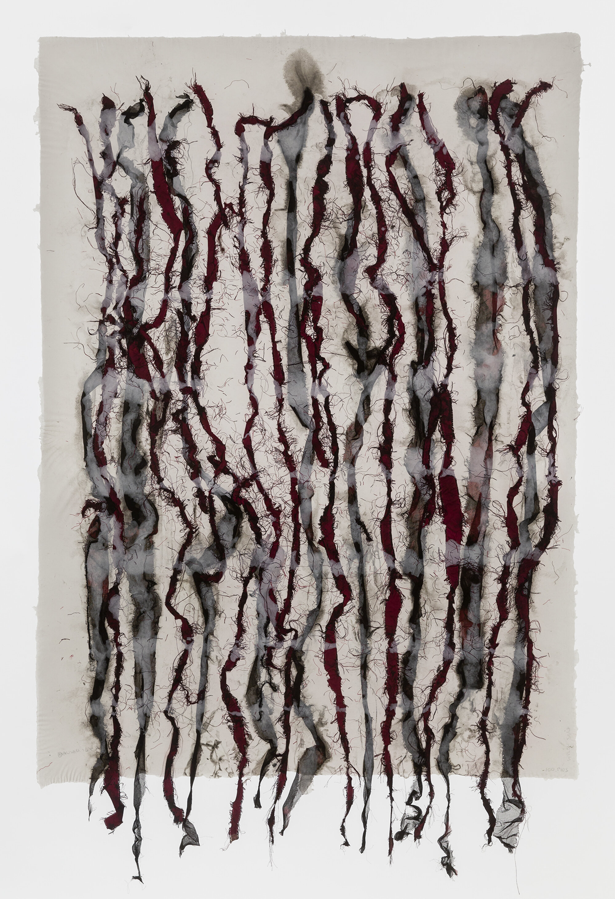  Untitled , 2017 Silk, pigment, pulp, and linen handmade paper 34 x 21.5 in. Paper Dimensions: 29.5 x 21.5 in. 