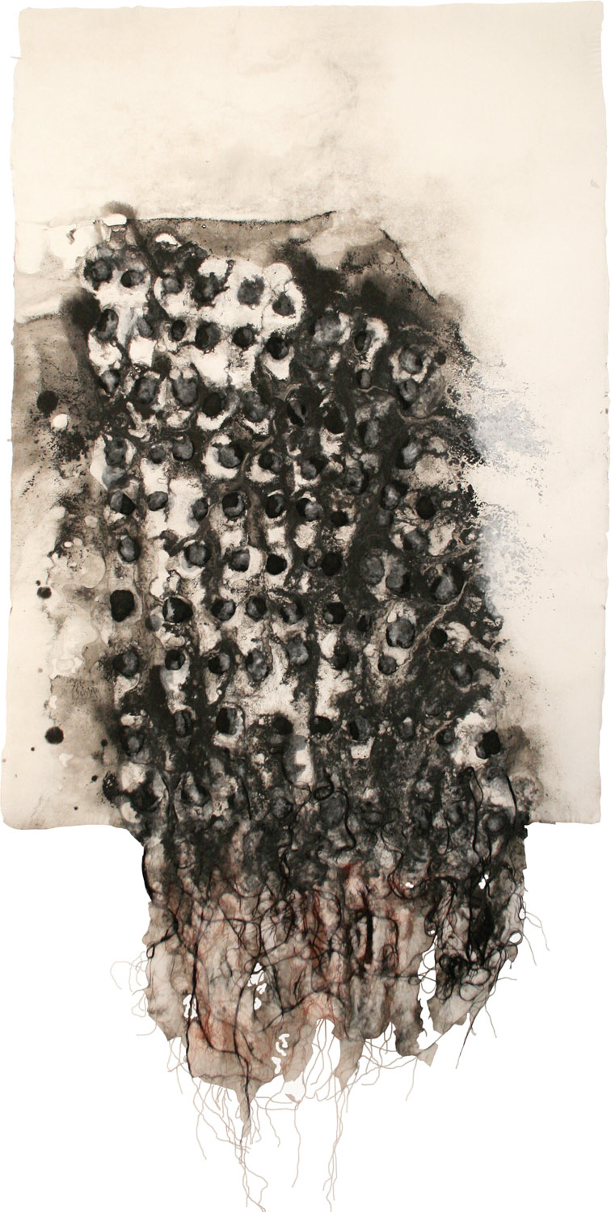   Untitled , 2011 Thread, pigment, fabric, and handmade paper 42 x 22 in. 