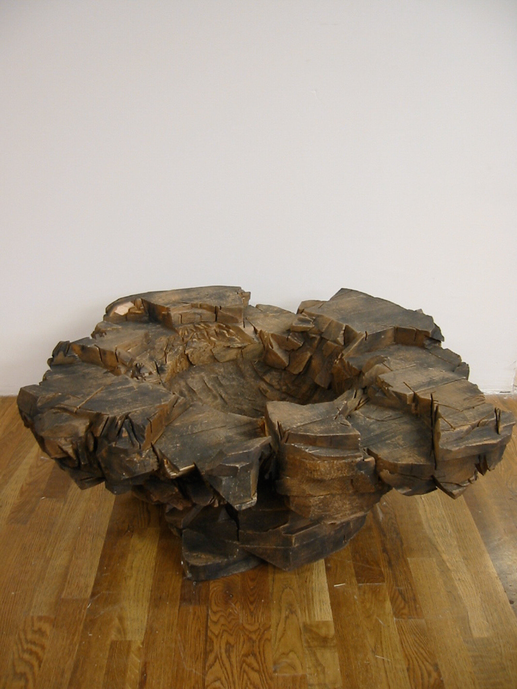       Untitled (Little Bowl II) , 1999 Cedar and graphite 15.5 x 36 x 38 in. 
