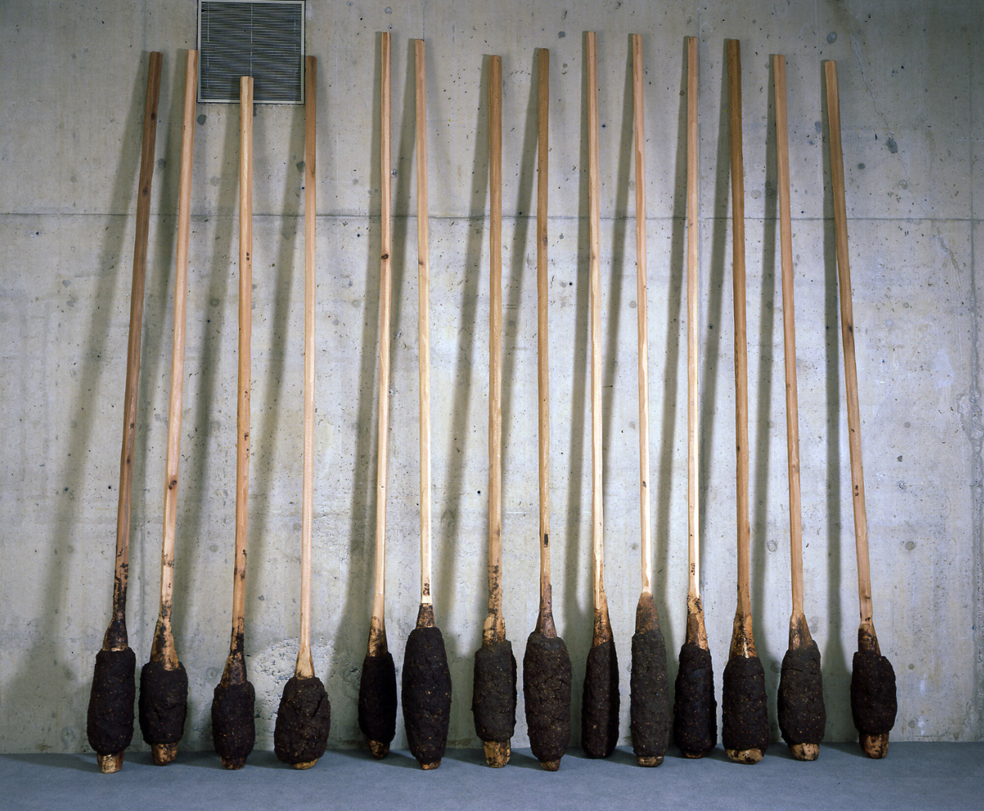       Untitled (earth spoons) , 1995 Cedar, peat moss, and glue 122 x 140 x 20 in.    University of Massachusetts at Amherst  