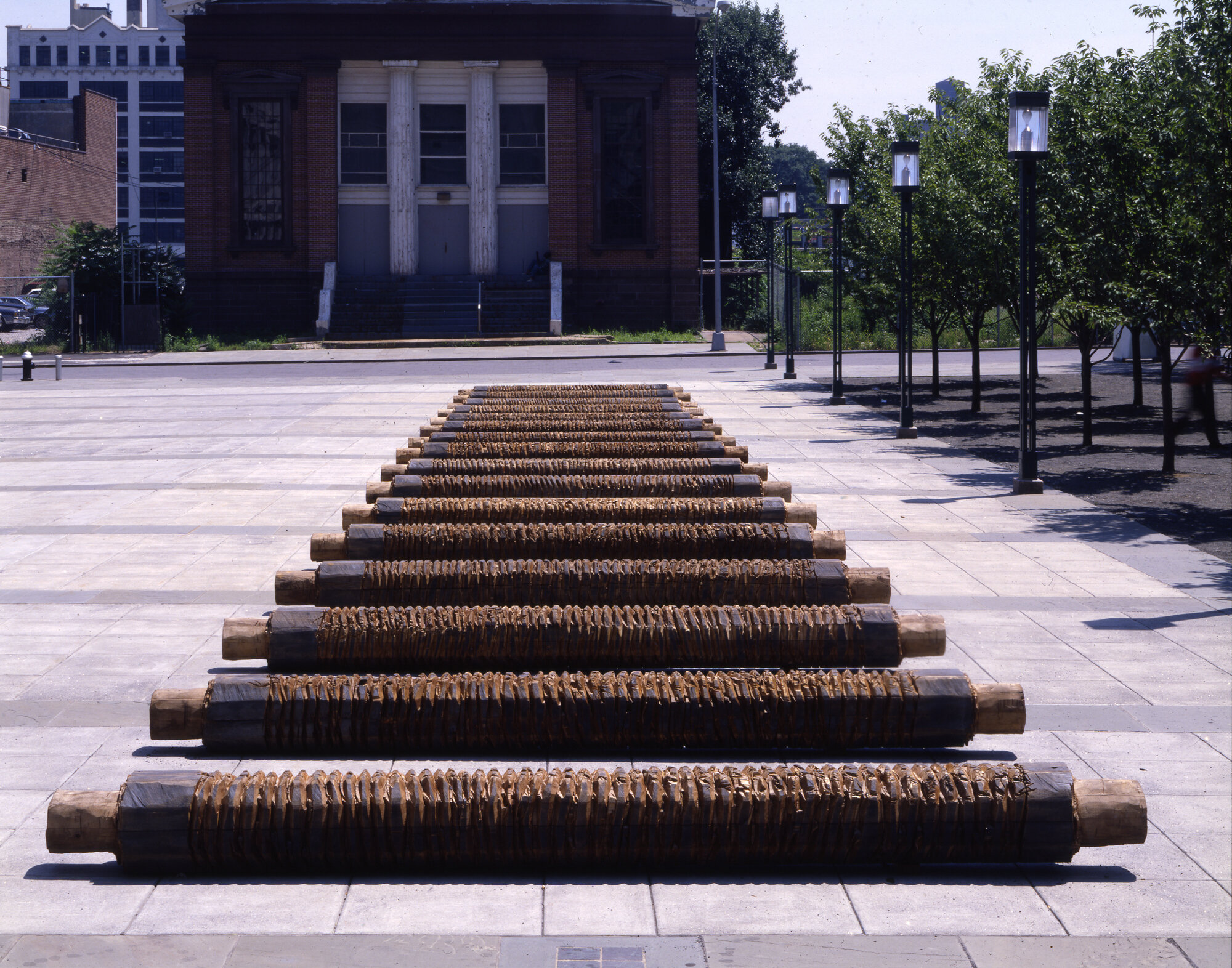       Corrugated Rollers , 1991 Cedar and graphite 15.75 x 168 x 1342.5 in.    MORE IMAGES   MetroTech Commons  
