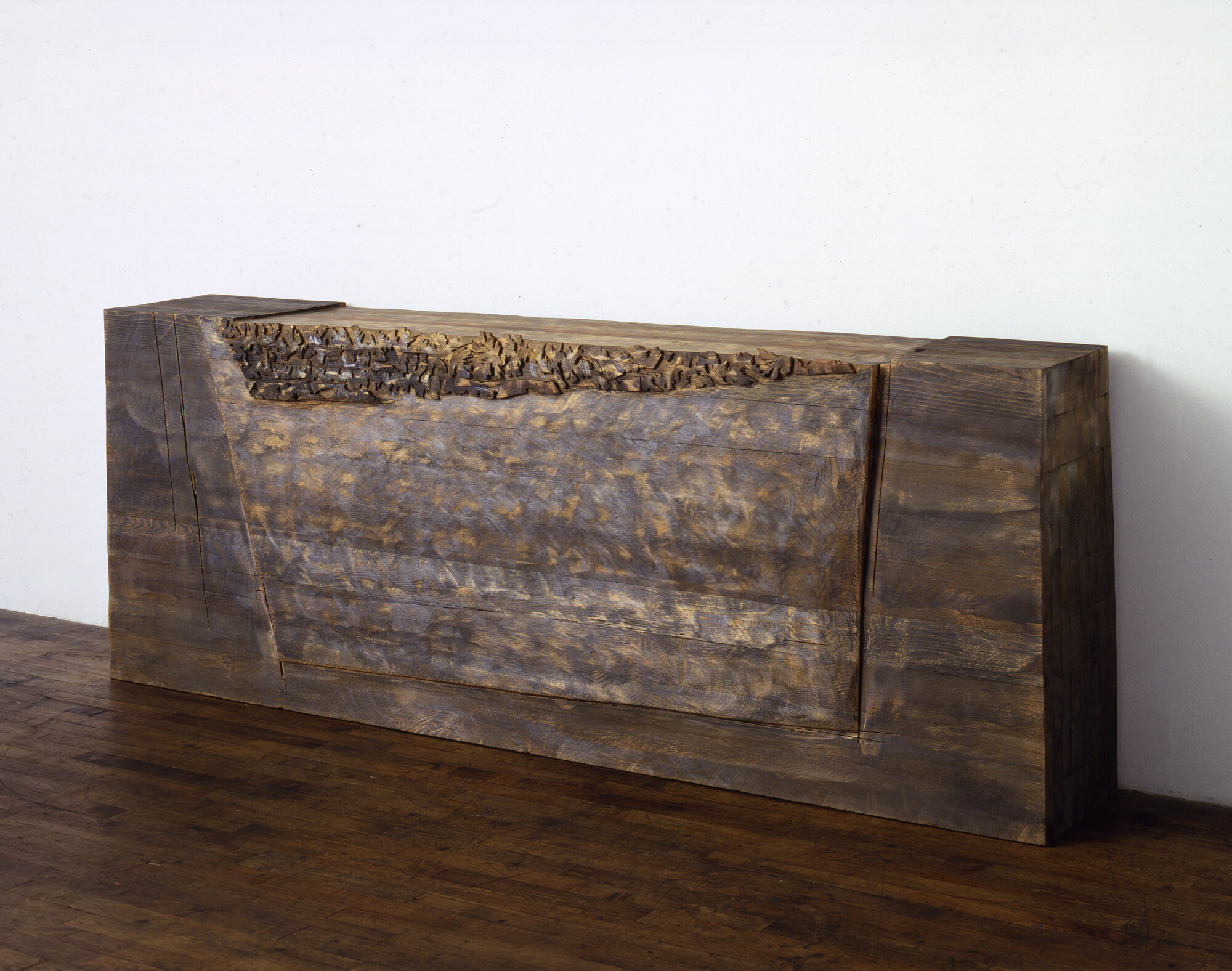       Table at Three PM , 1989 Cedar, stain, and graphite 24 x 84 x 12 in. 