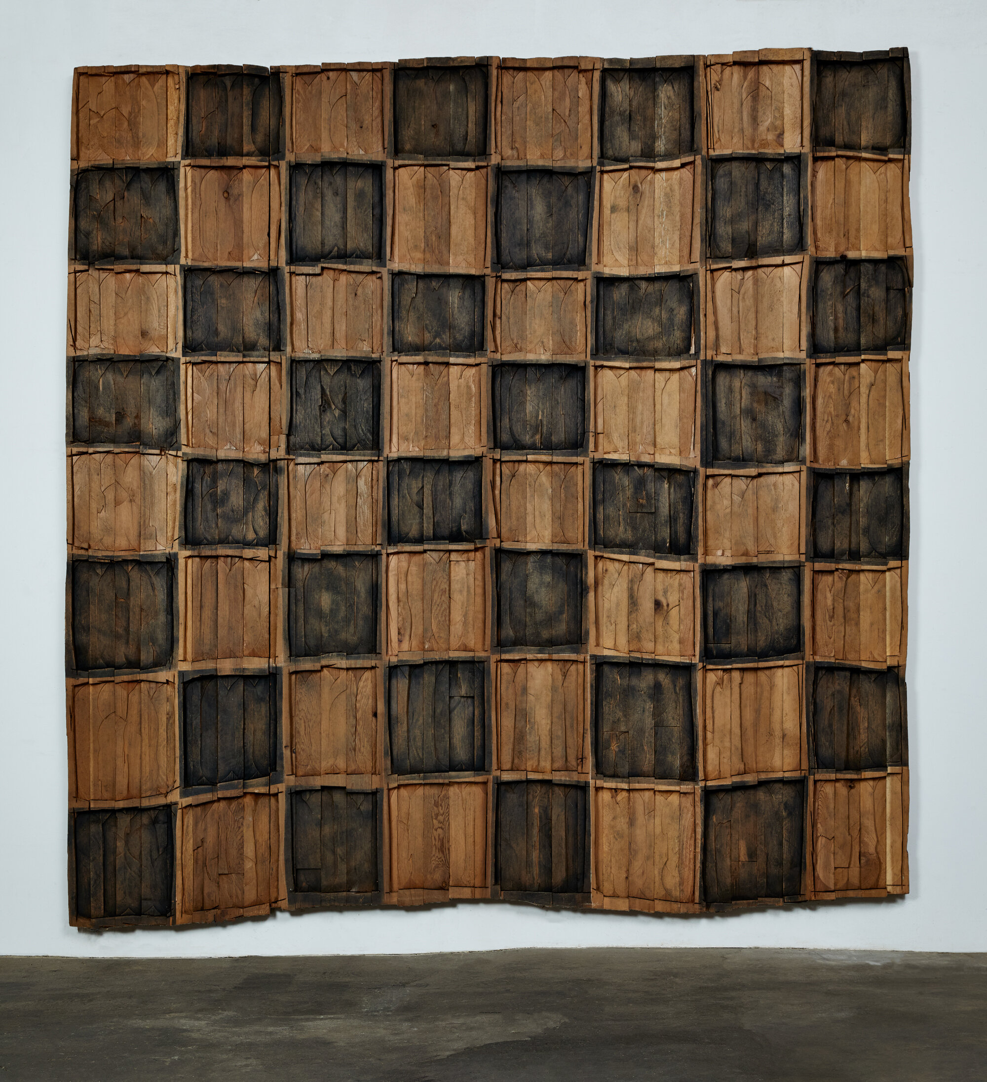   Floor Chessboard, 1995   cedar and graphite  117 x 114 x 1.5 in.    MORE IMAGES  