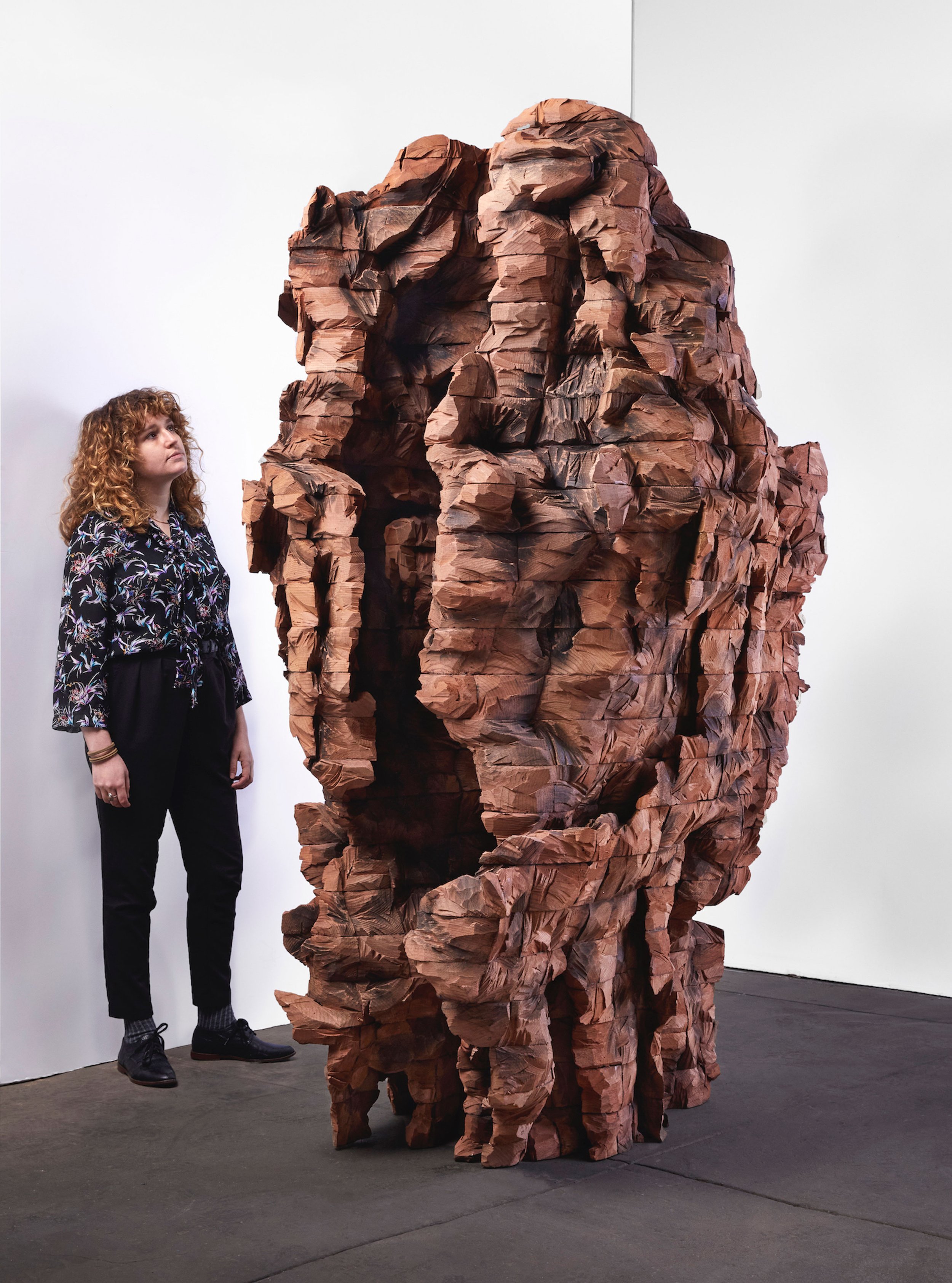  Jak, 2019-2021  Redwood and graphite  83 x 34 x 25.75 in.    MORE IMAGES  