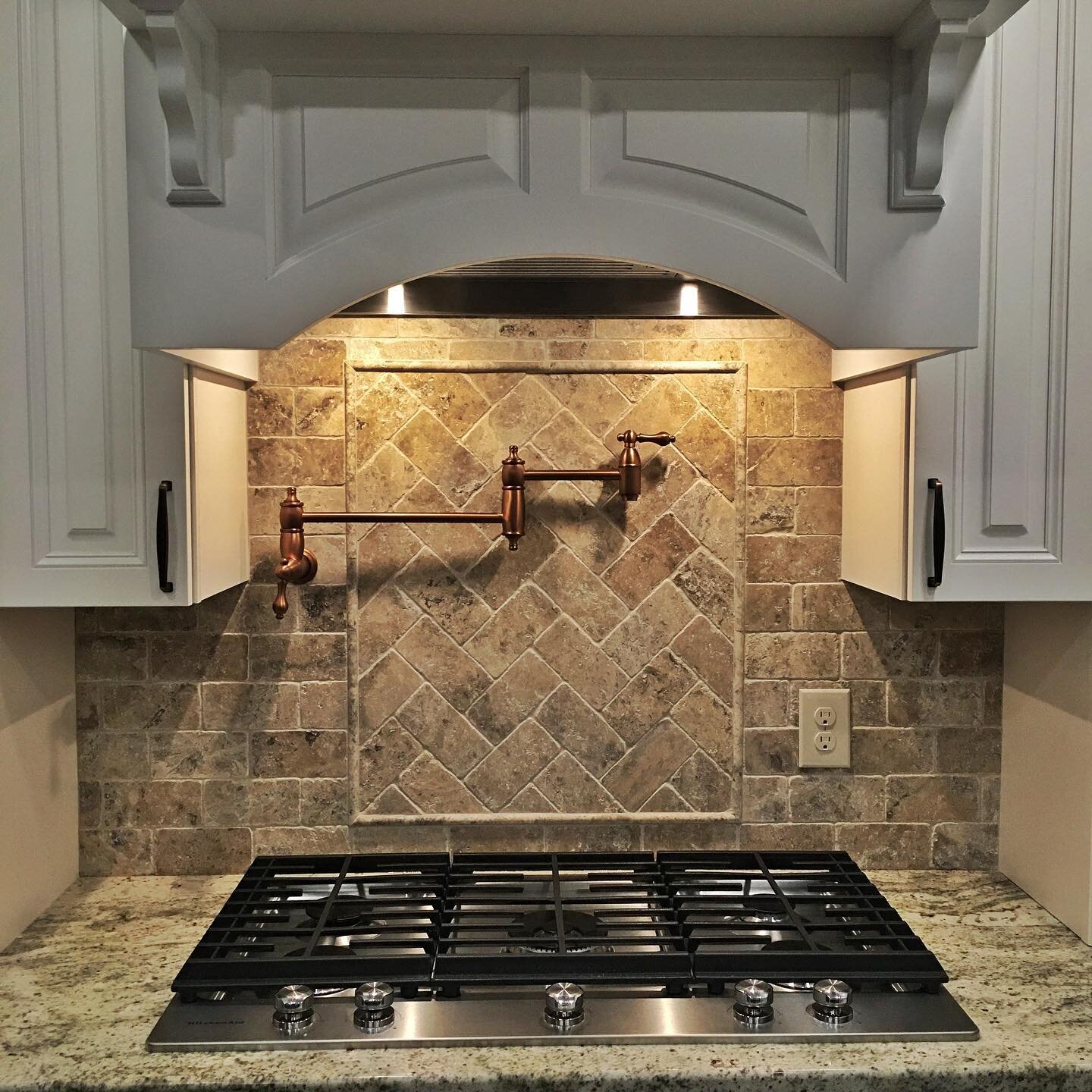 Kitchen is finally done. Complete with a copper pot filler for the large canners. #signaturehardware