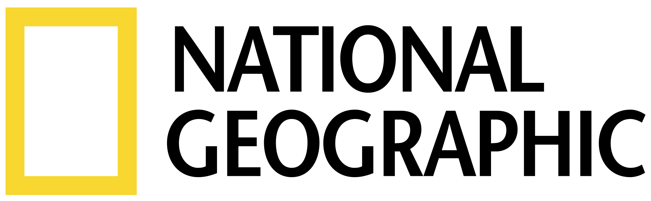 National Geographic logo with a yellow rectangle and the words 'National Geographic' in black text