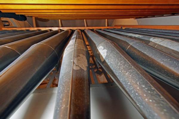 Looking down into one of the wind chests. Photo by Gary A. Becker.