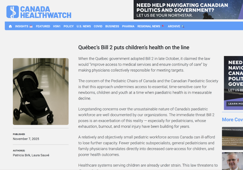 Québec’s Bill 2 puts children’s health on the line