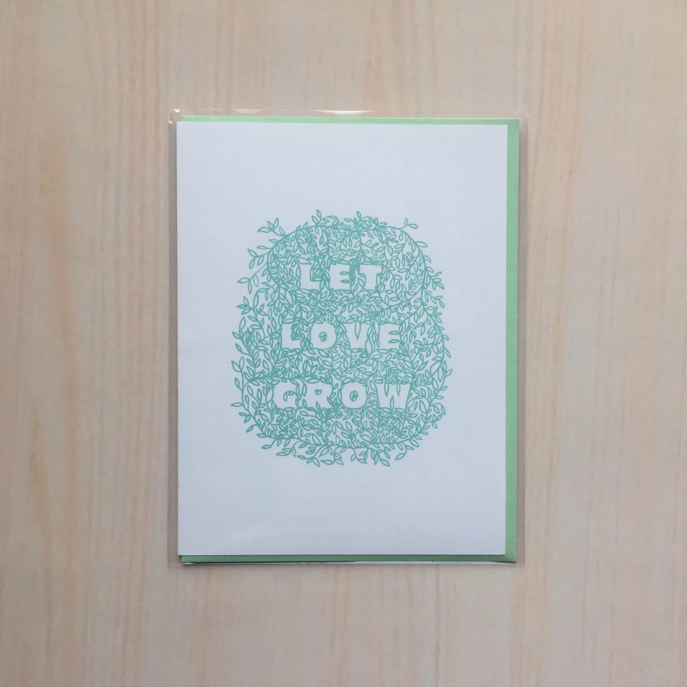 Let Love Grow Size: 4”x5” Printing: digital Inside: blank Envelope: mint