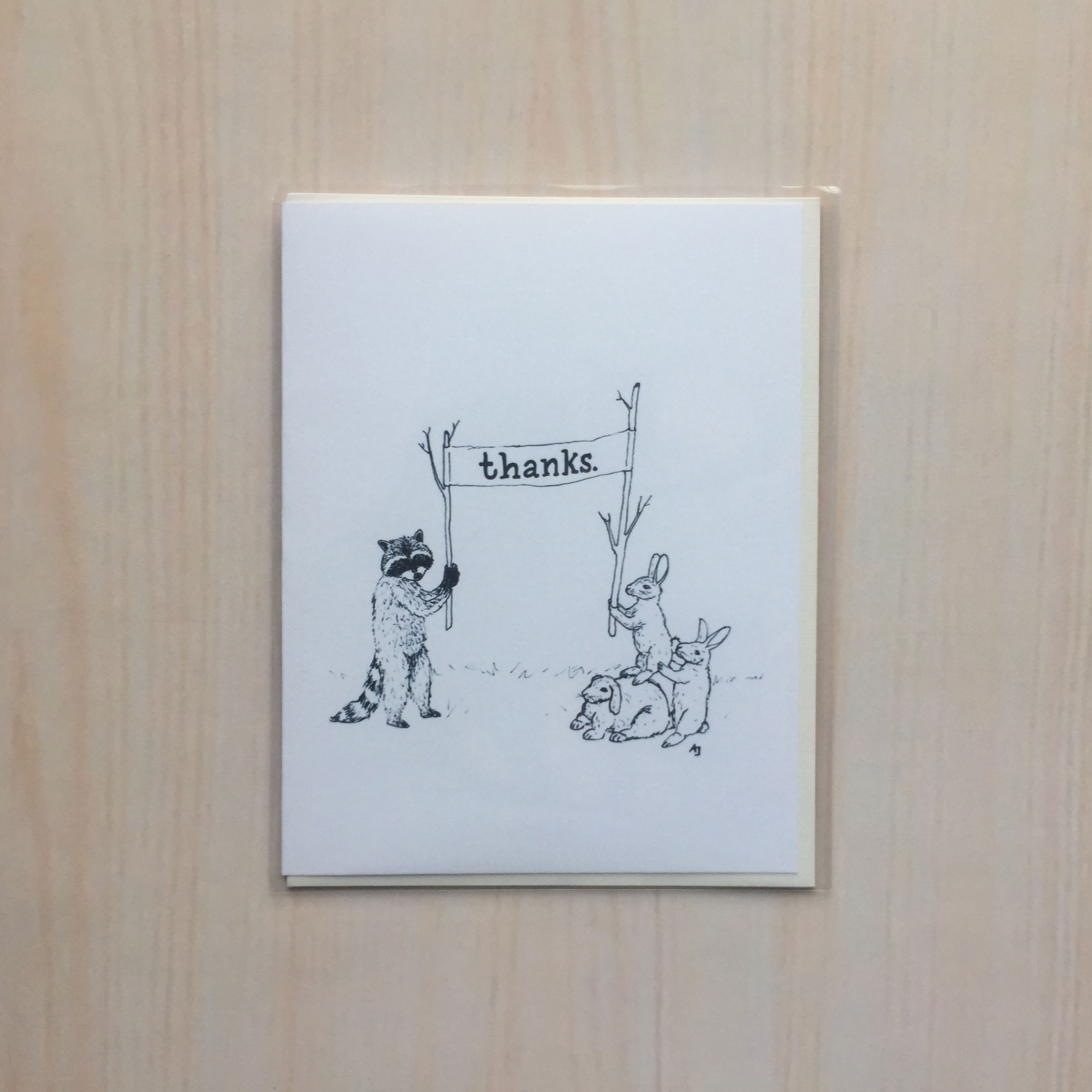 Thanks Forest Critters Size: 4”x5” Printing: digital Inside: blank Envelope: linen cream
