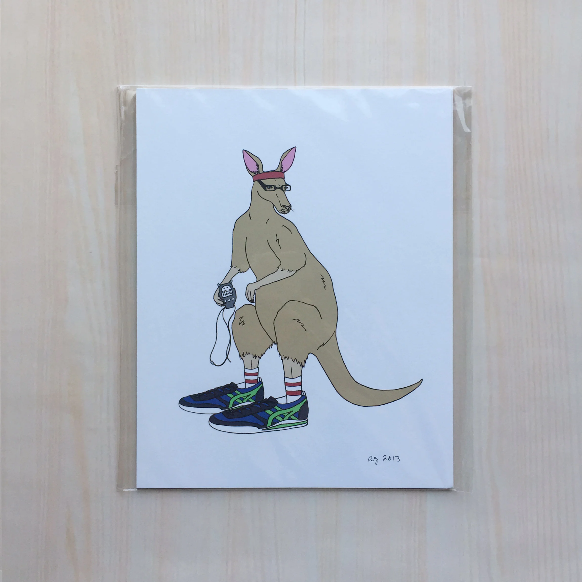Animals on the Run: Kanga the Kangaroo Size: 8"x10" Printing: digital Paper: bristol Original Medium: ink & digital Editions: open
