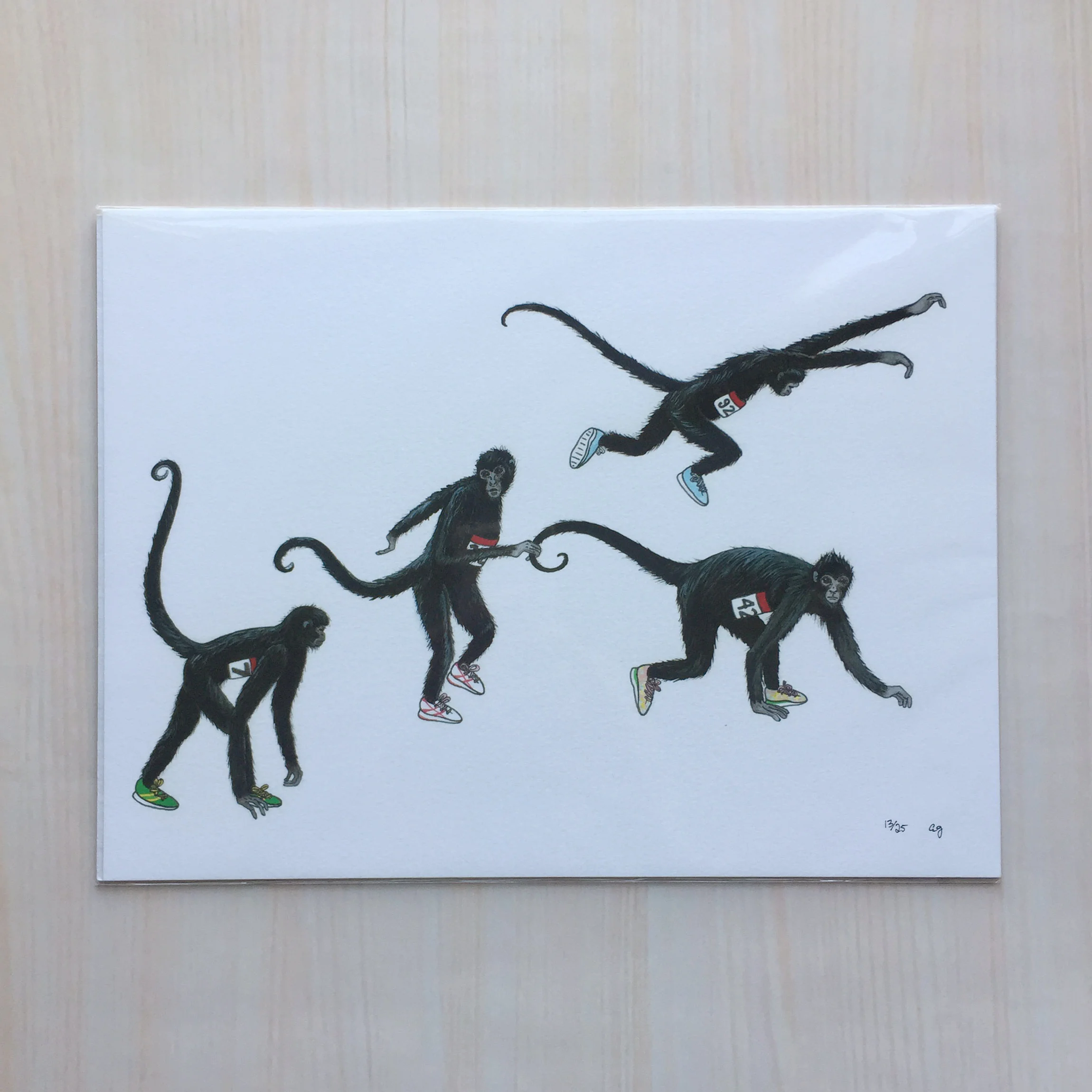 Monkey See, Monkey Do Size: 9x12" Printing: digital Paper: velvet Original Medium: gouache & ink Editions: limited to 25