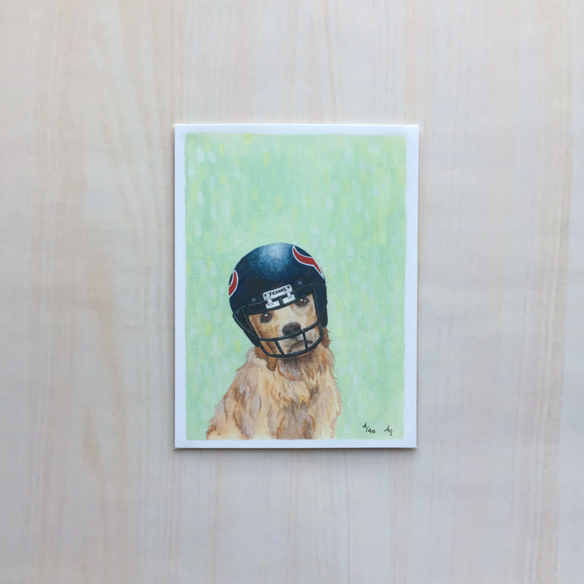 Golden Receiver: Texan Size: 5.5”x7.5" Printing: digital Paper: velvet Original Medium: gouache Editions: limited to 40