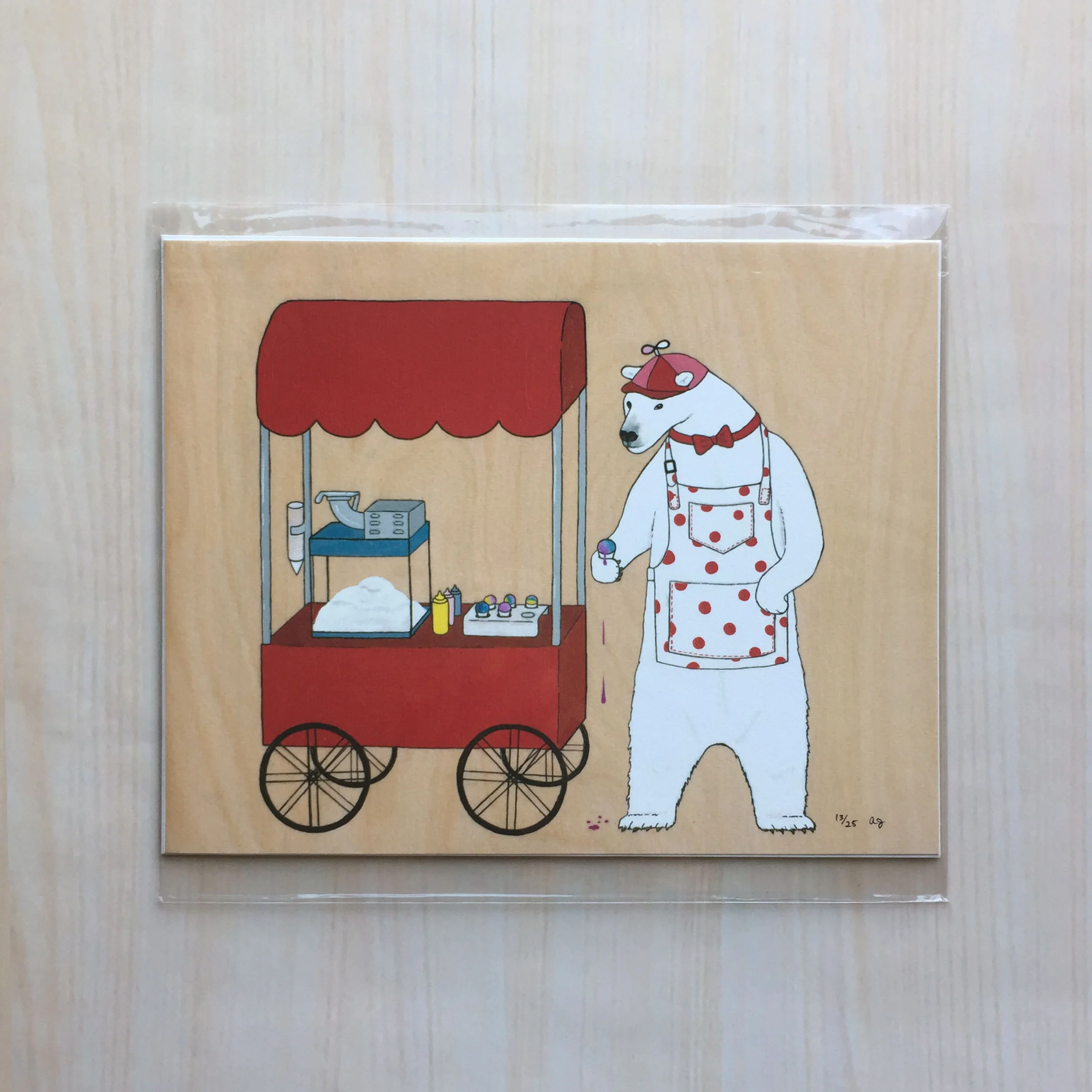 The Snow Cone Seller Size: 8”x10” Printing: digital Paper: velvet Original Medium: gouache & ink Editions: limited to 25