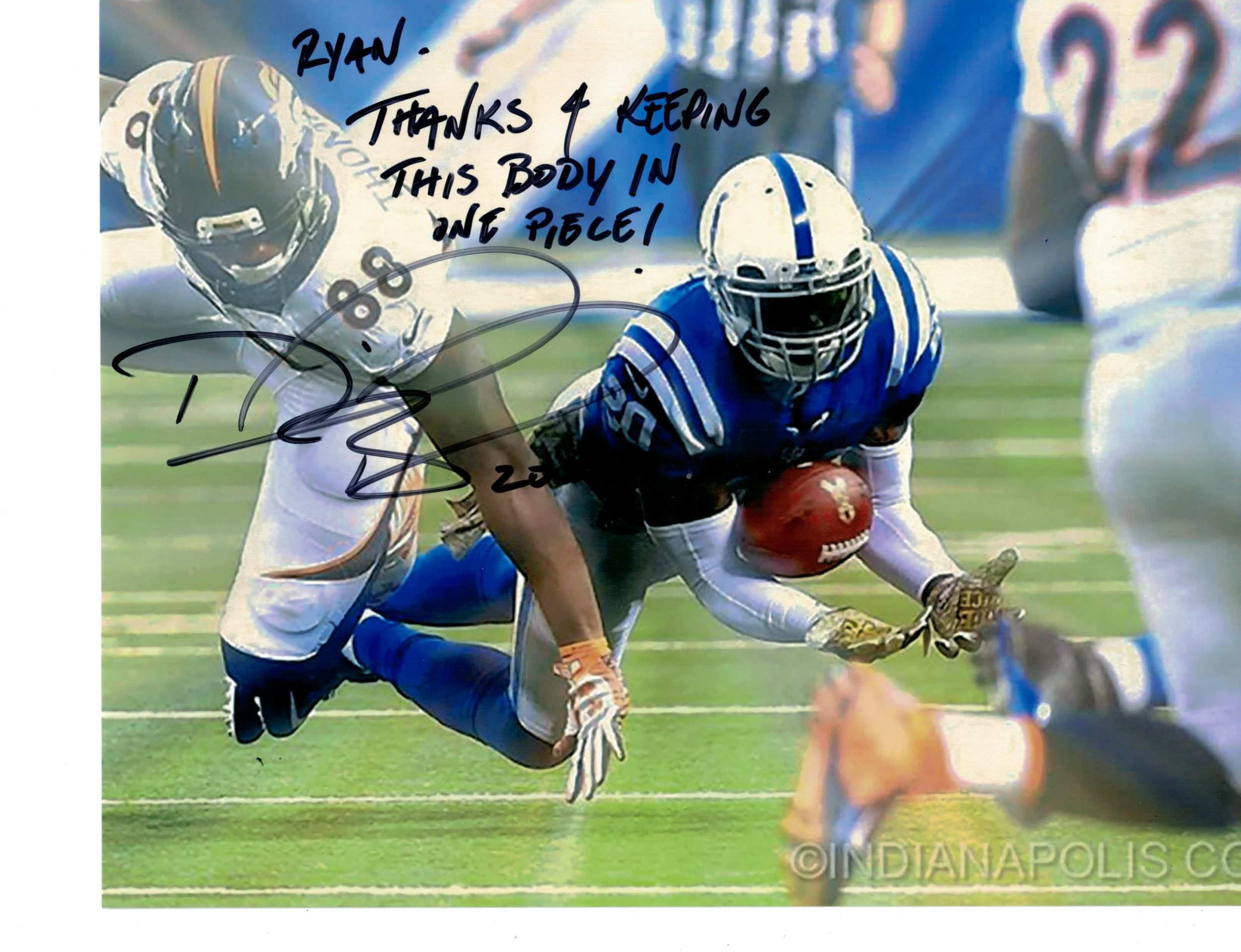  “Ryan, Thanks for keeping this body in one piece!”  Darius Butler 