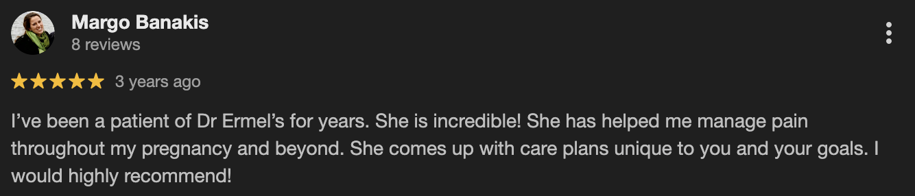 Pregnancy Chiropractic Care 5 Star Testimonial - Margo Banakis - Carmel IN