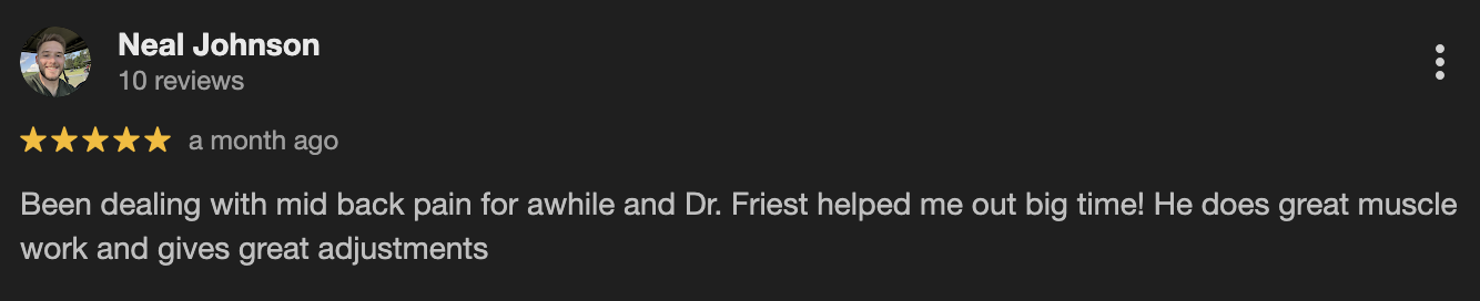 Mild Back Pain Relief &amp; Chiropractic Adjustments 5 Stars- Neal Johnson