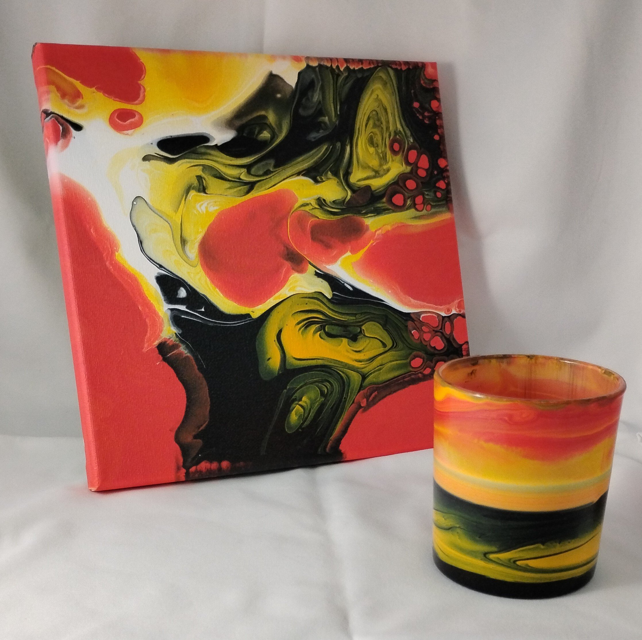 Pour Art: Decorative Jar with Lid - Sunset Swirl (Bamboo)