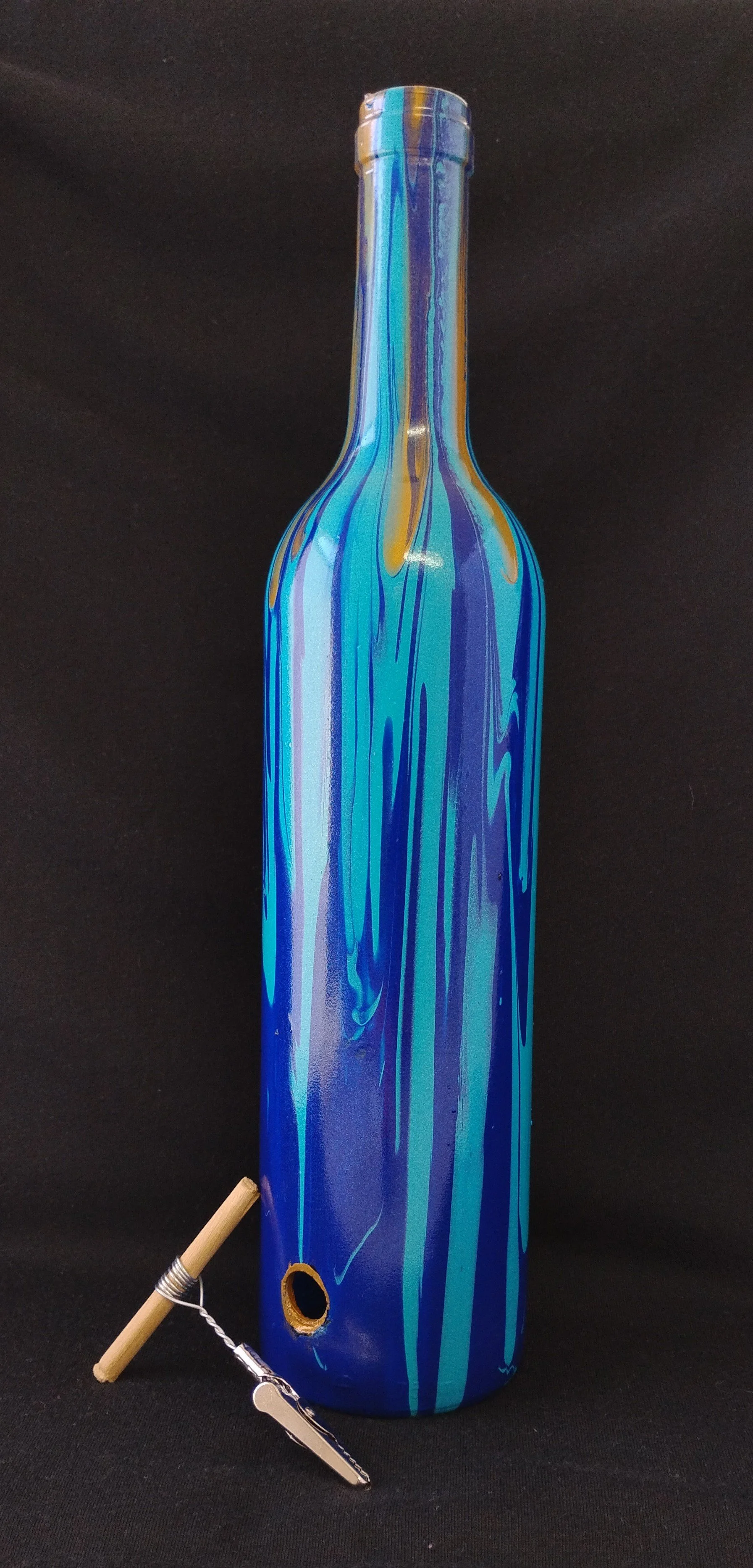 Pour Art: Upcycled Wine Bottle Vase - Azure Cascade